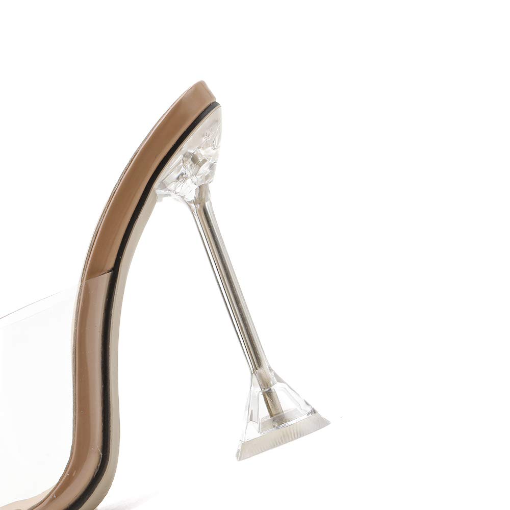 Women's Transparent PVC Heeled Sandals - Square Toe Flip Flops & Slides for Outdoor Summer Wear - Comfortable Ladies Mules for Beach, Poolside, and Casual Outings