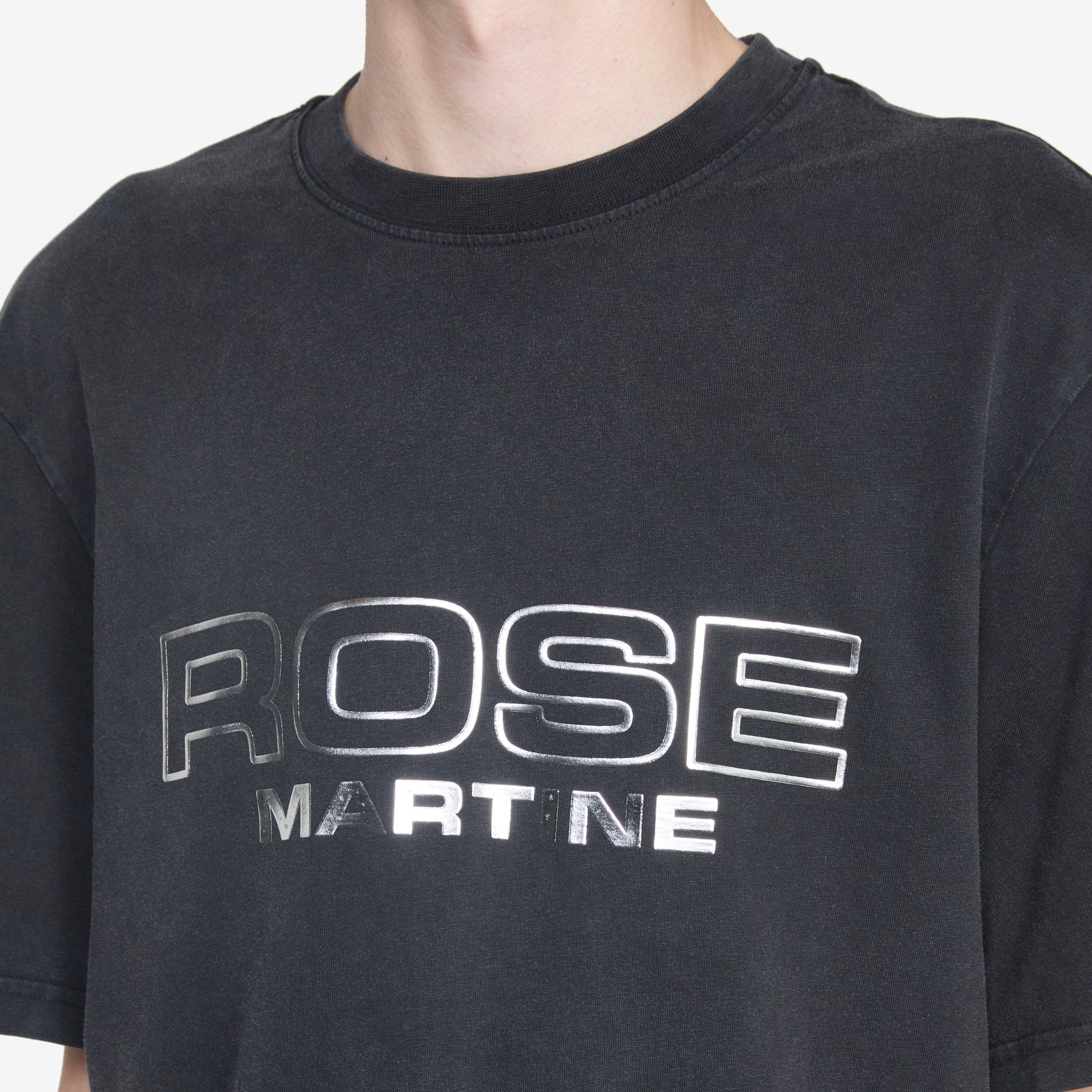 Vintage Washed Black T-Shirt with Rose Outline Design - Casual Streetwear for Men & Women | Perfect for Everyday Wear, Outings, and Layering