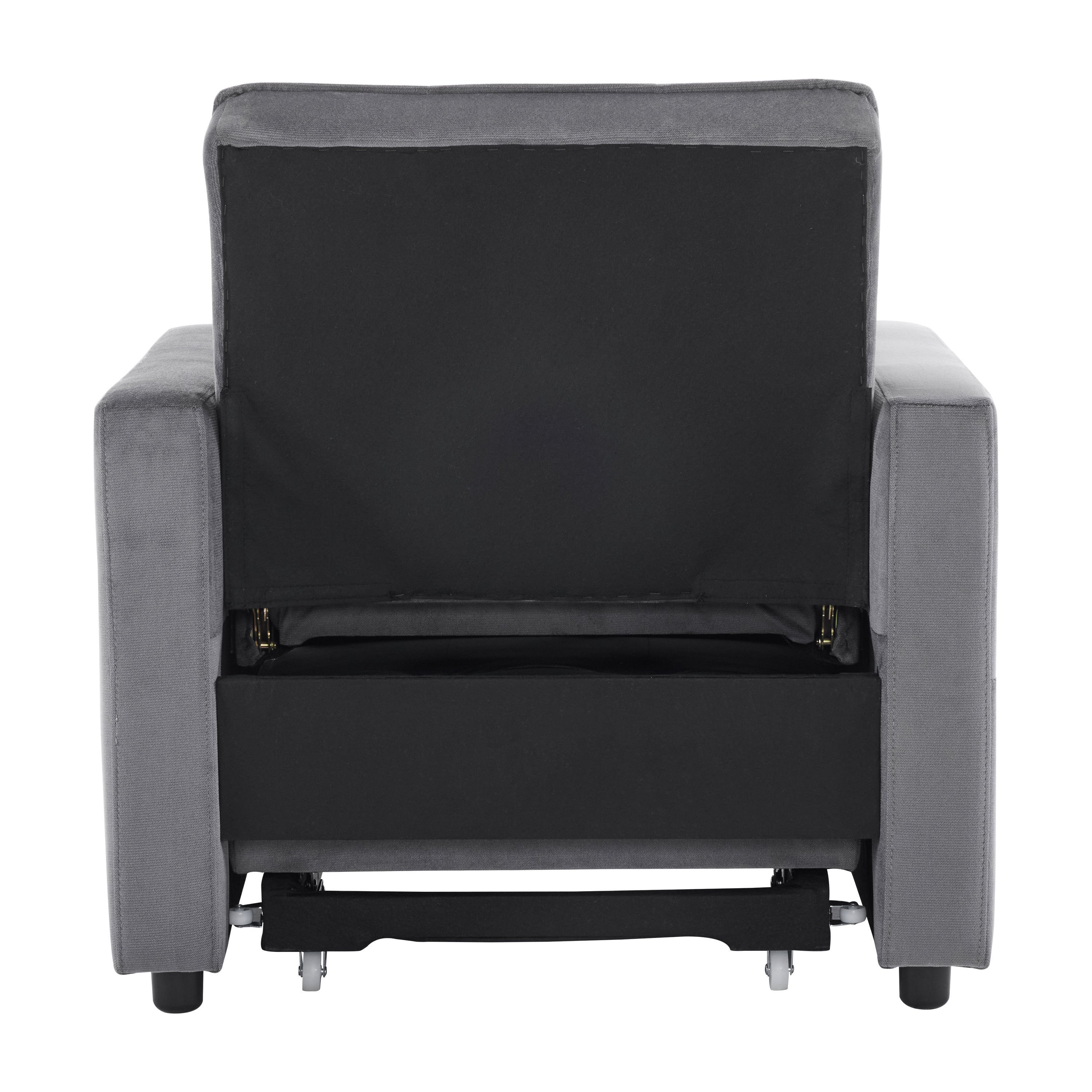 3-in-1 Convertible Sleeper Sofa Bed Chair with Pillow & Pocket - Modern Velvet Fabric Multi-Functional Furniture for Living Room, Bedroom, Study & Small Apartments (Gray) | Perfect for Guest Sleeping, Lounging & Space Saving Solutions