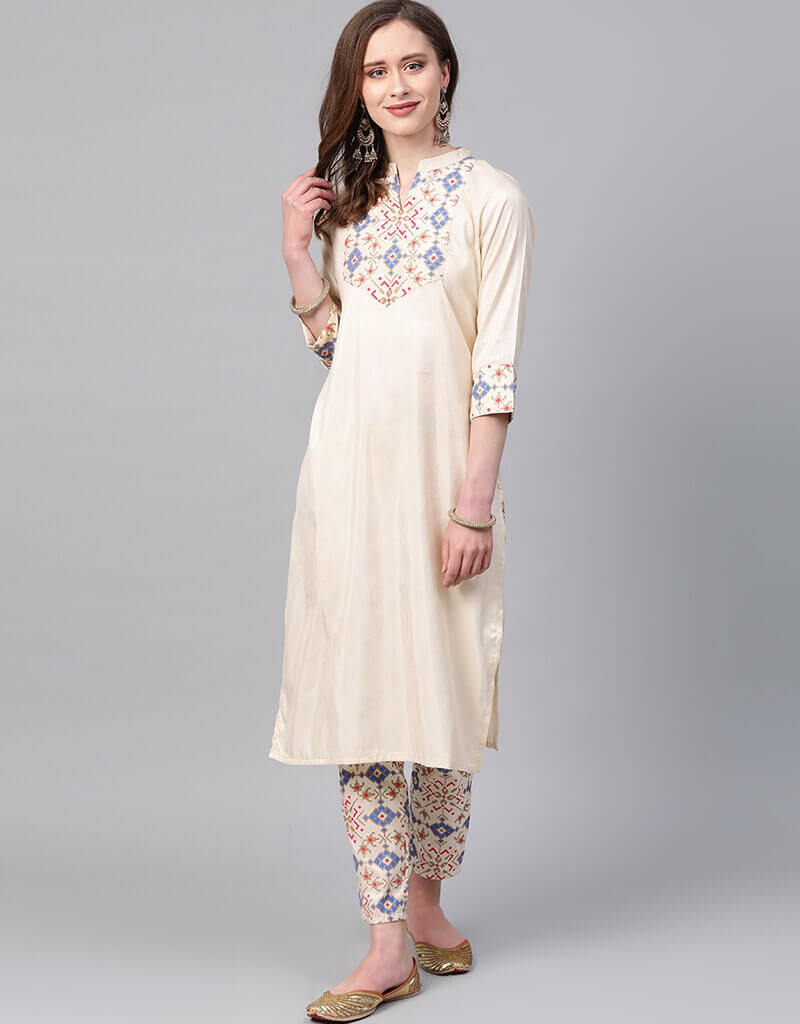 Beige Poly Silk Straight Leg Pants for Women - Elegant Office Wear & Casual Outfits