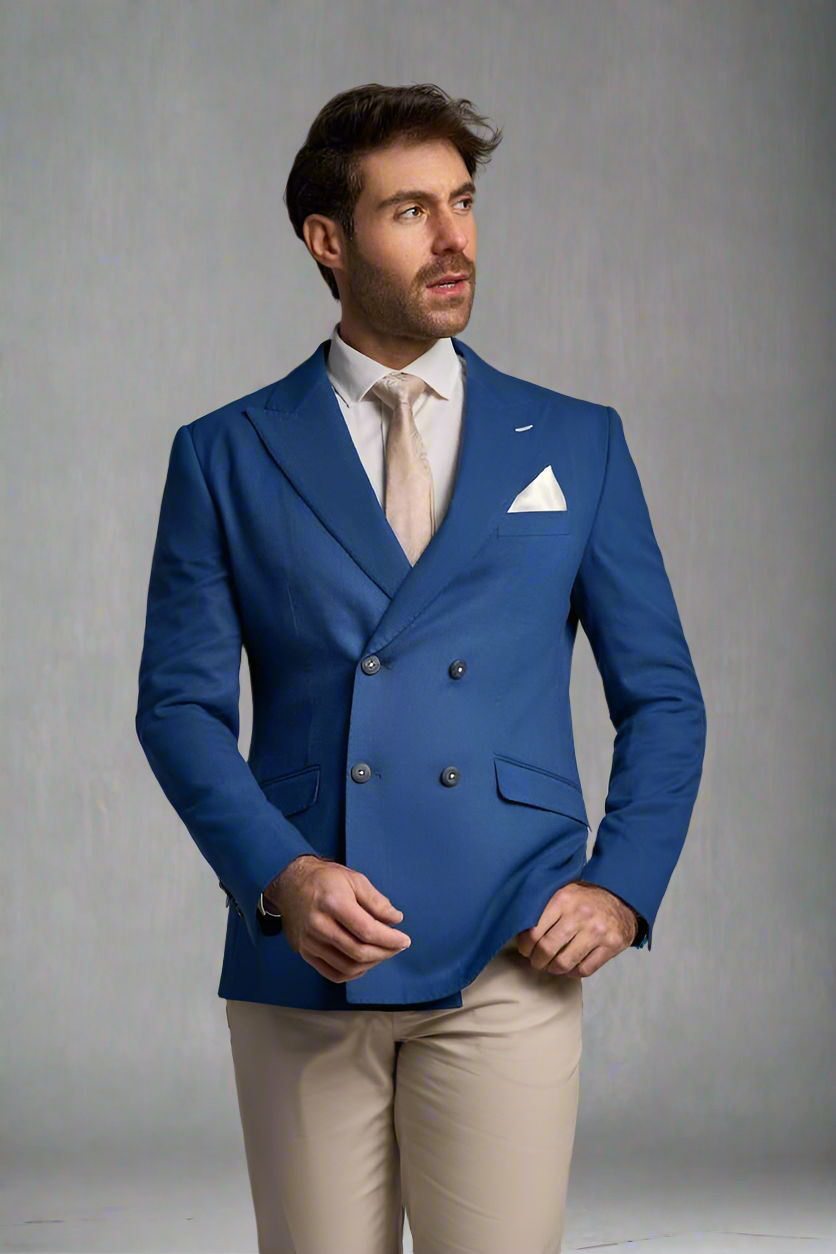 Cavani Romeo Men's Double Breasted Electric Blazer - Stylish Formal Jacket for Business, Office & Evening Events