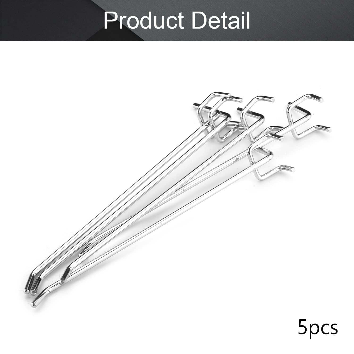MroMax Pegboard Hooks 5-Pack - Silver Grid Wall Hooks for Supermarket Displays & Retail Organization - Perfect for Tool Storage, Kitchen Utensils & Garage Organization