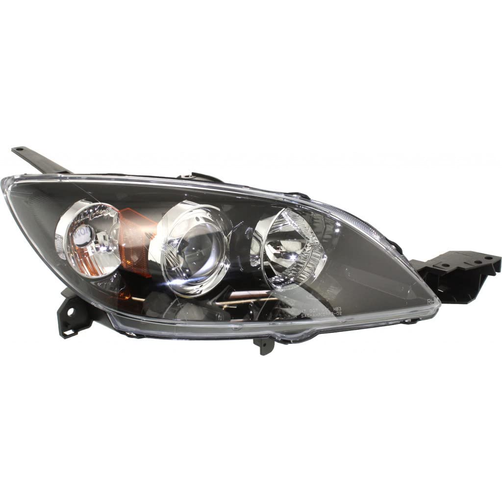 2004-2009 Mazda 3 Passenger Side Headlight Assembly - DOT Certified Replacement (Part# MA2519107, BN8F-51-0K0E) - Perfect for Night Driving & Foggy Conditions