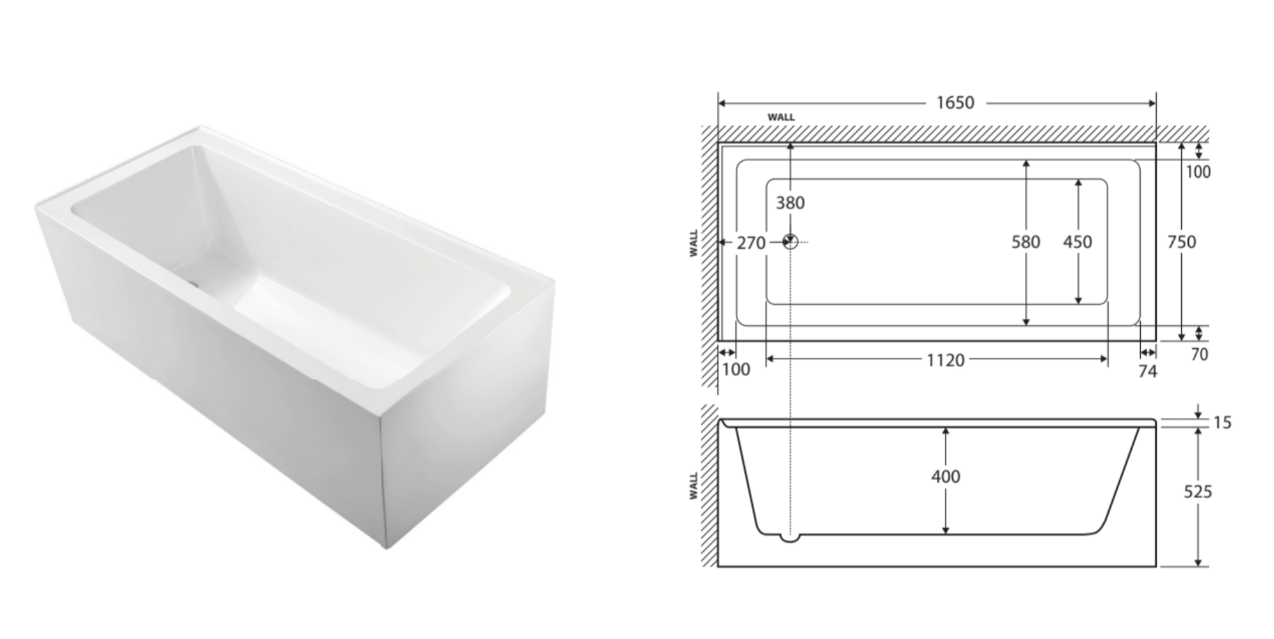 Fienza Sentor 1650mm Acrylic Corner Bathtub - Gloss White Finish for Modern Bathrooms | Perfect for Small Spaces & Luxurious Spa Experience