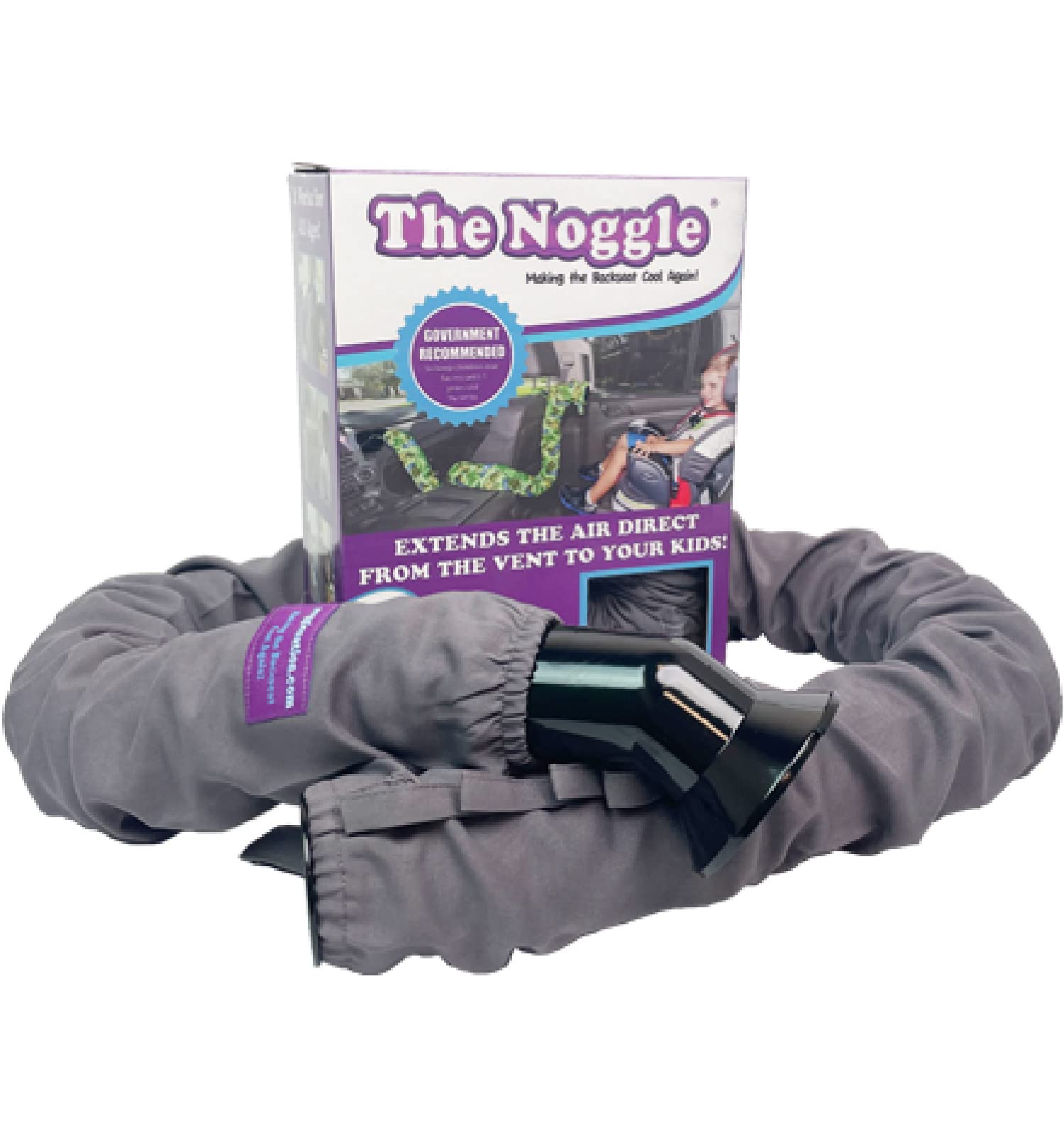 NOGGLE 8ft Kids Personal Air Conditioning System - Made in USA - Car Vent Hose for Backseat Cooling - Directs Cool Air to Children in Vehicles - Perfect for Road Trips & Summer Travel - Grey