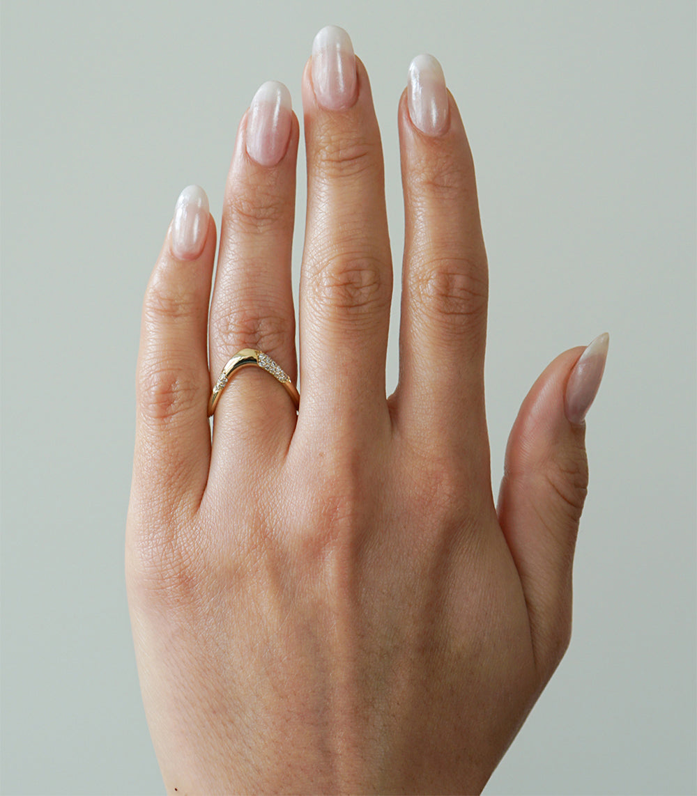 Large Melt Band With Pave Diamond Patches - Elegant Stackable Ring for Women, Perfect for Weddings, Anniversaries & Everyday Wear