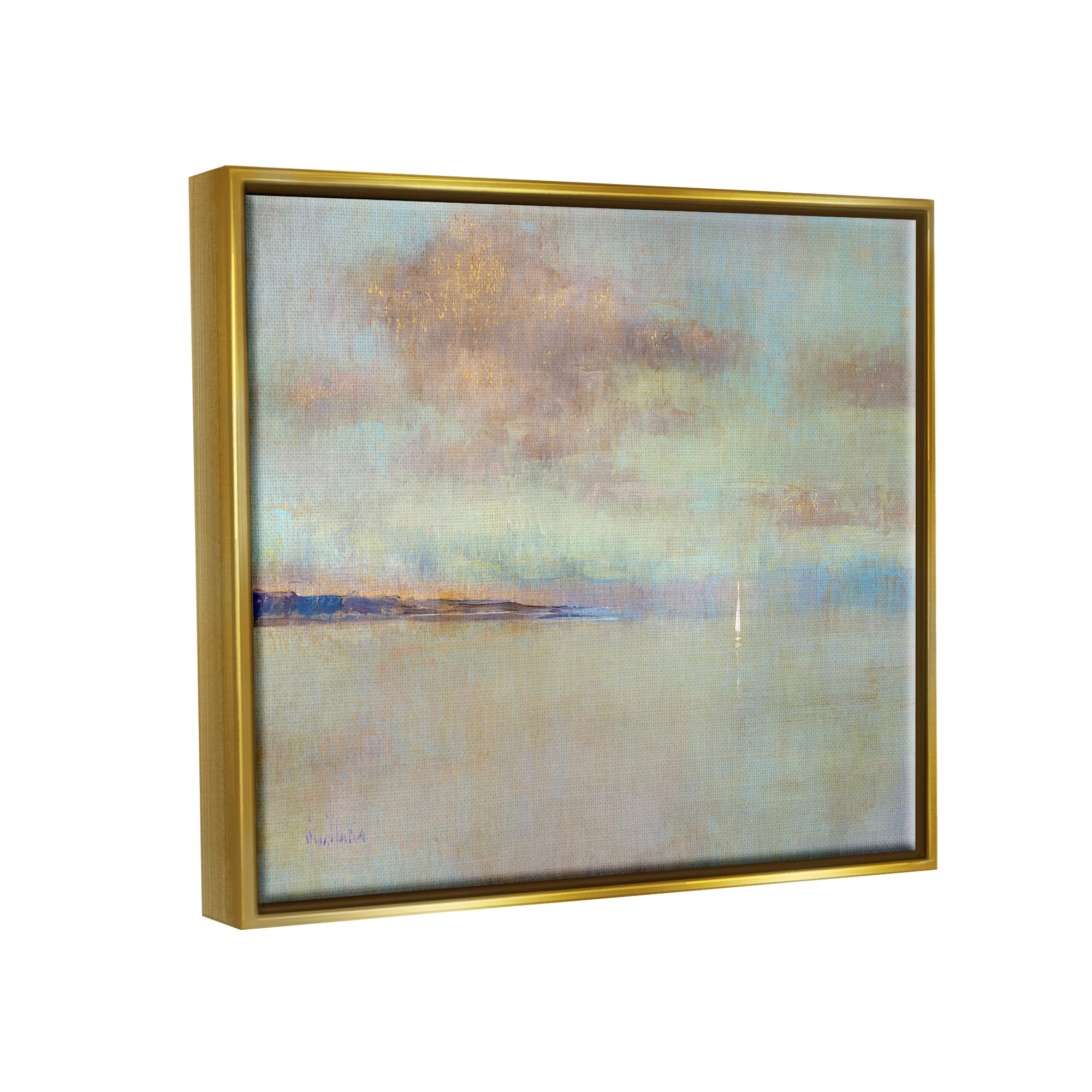 Stupell Industries Abstract Ocean Scene Framed Wall Art - Lone Sailboat Floating Painting by Katie Swatland | Coastal Decor for Living Room, Bedroom & Office