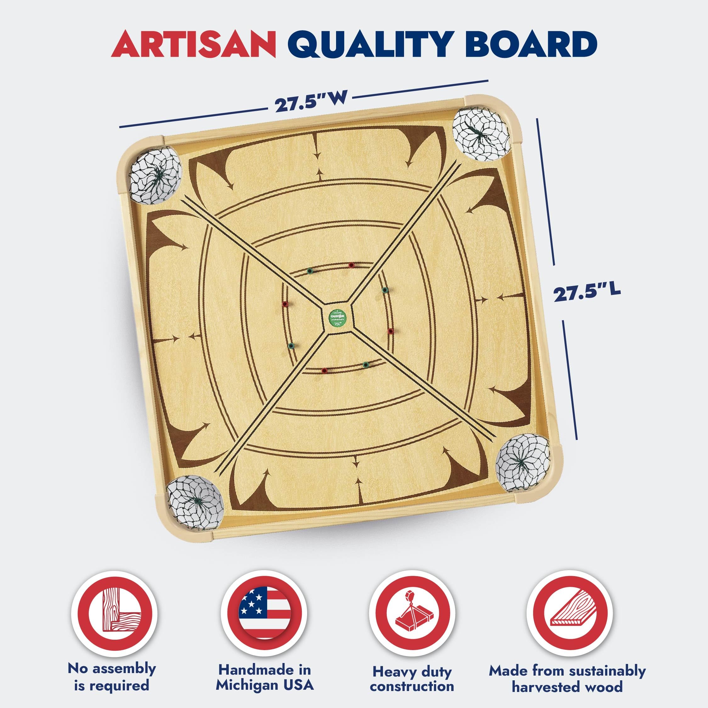 Premium Carrom Board Game Set for Adults & Kids - Large 32