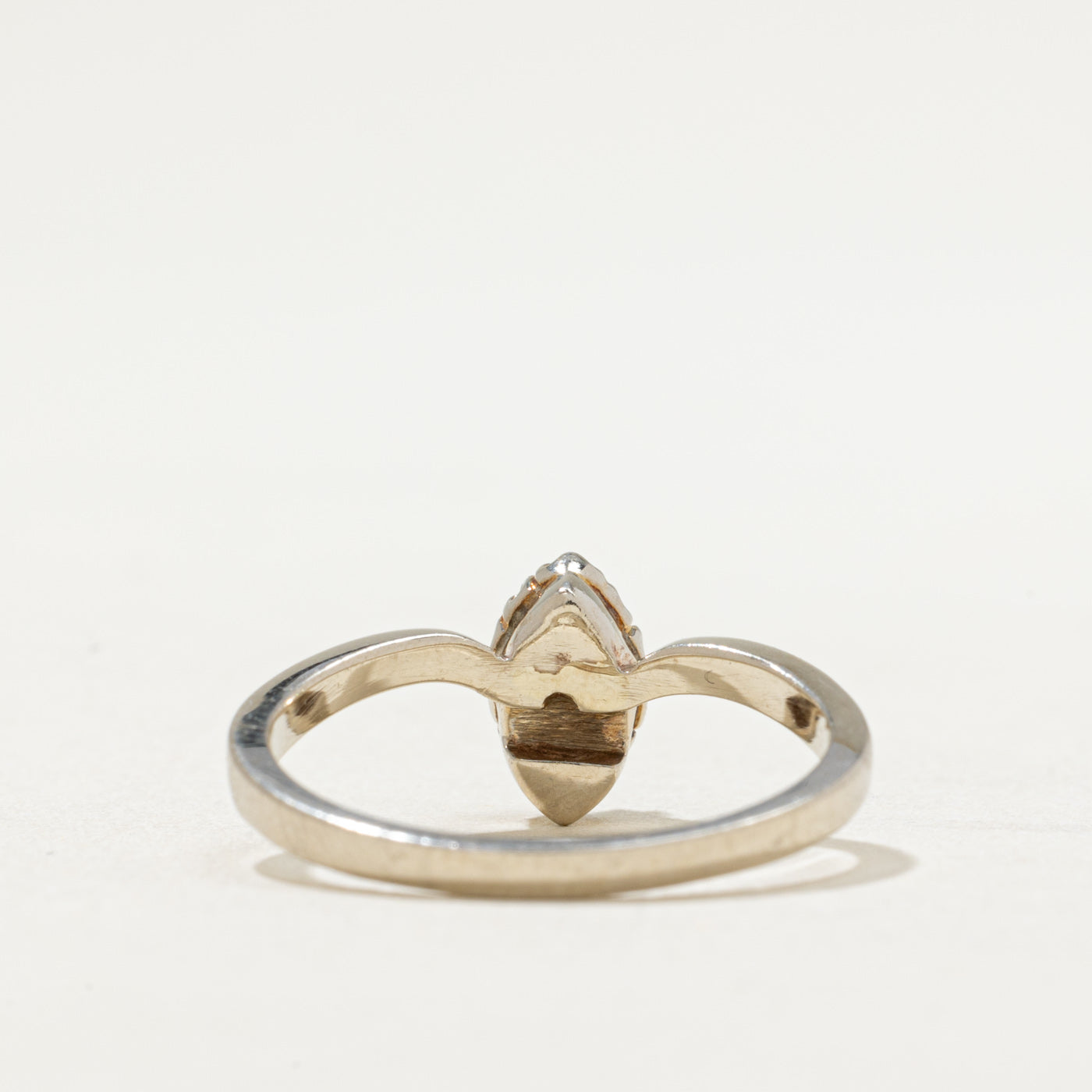 Green Glass & Diamond Chevron Ring | 0.03ct. 0.10ctw | Size 8 | Elegant Stackable Ring for Women, Perfect for Weddings, Anniversaries & Everyday Wear