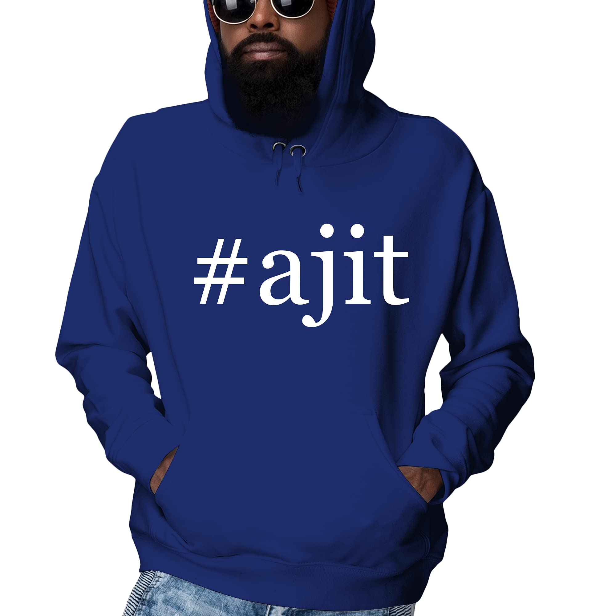 #AJIT Men's Ultra Soft Hashtag Hoodie Sweatshirt - Cozy Pullover for Casual Wear, Street Style & Lounge Comfort