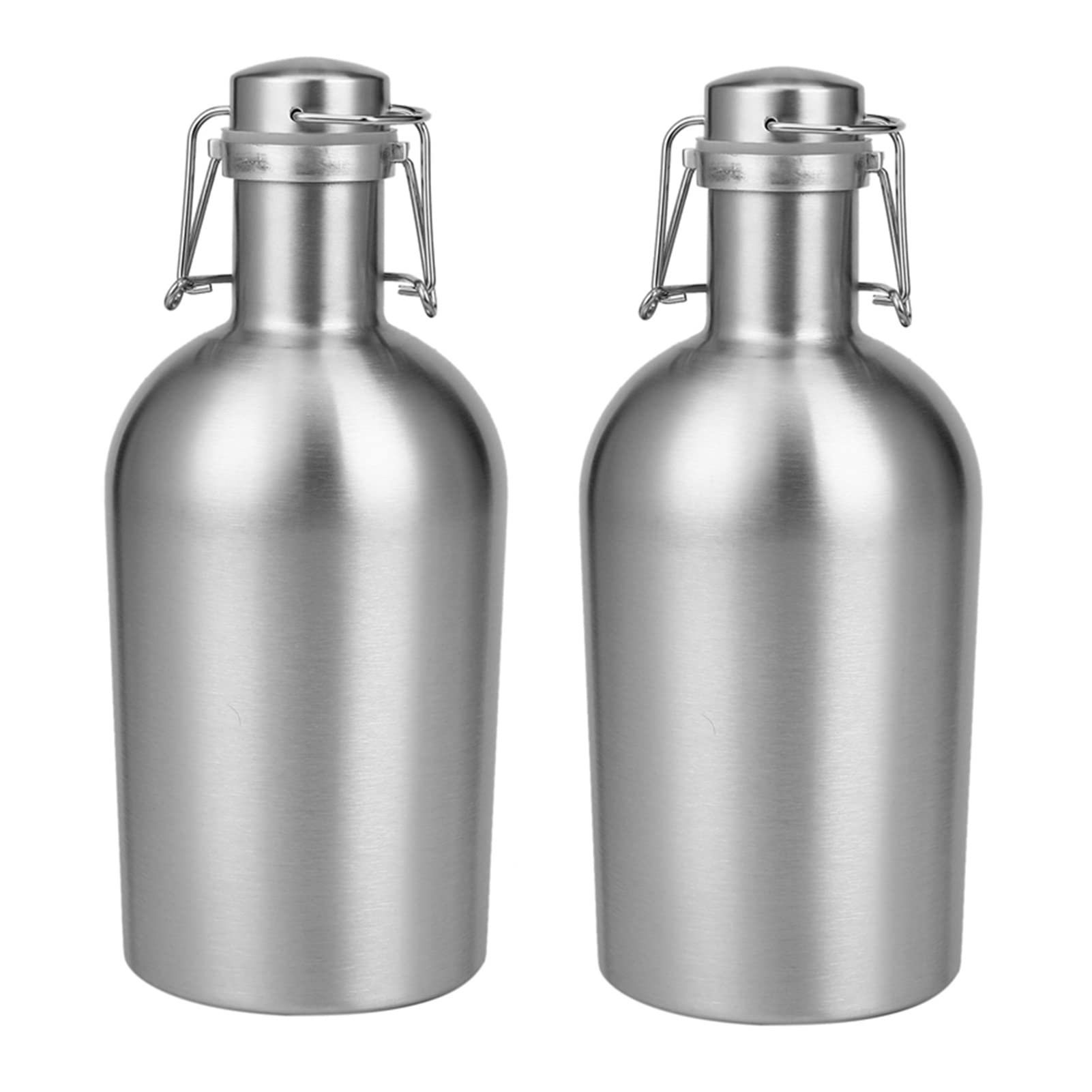 Stainless Steel Homebrew Beer Growler with Secure Swing Top Lid - Large Capacity Wine & Beer Making Kit for Home Brewing - Perfect for Outdoor Camping, Picnics & Parties (Silver)