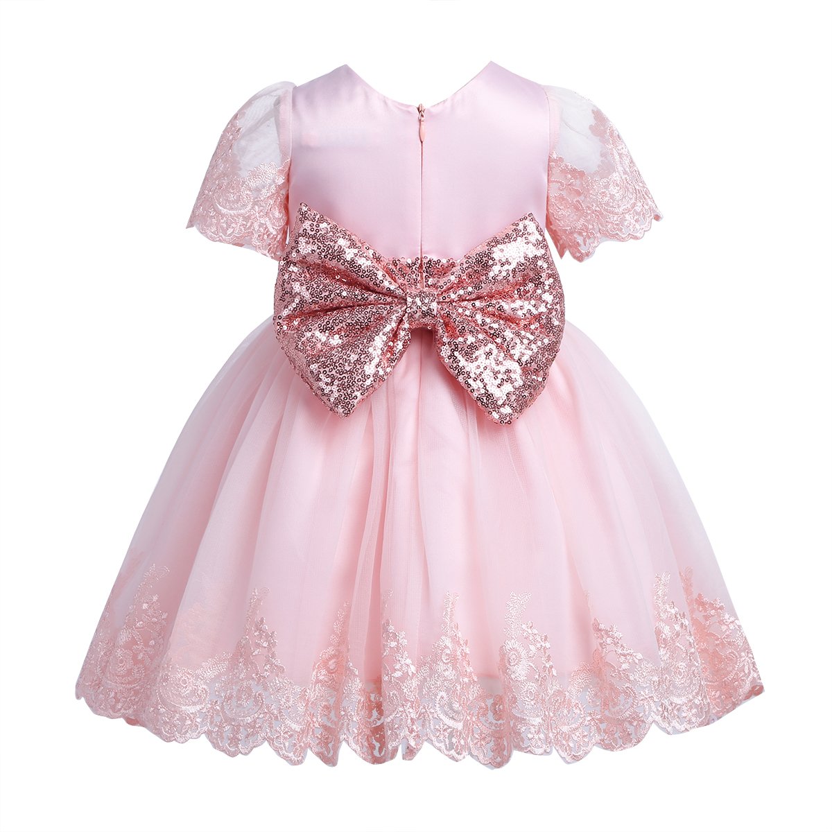 TiaoBug Toddler Baby Girls Flower Ruffled Princess Bowknot Dress for Wedding, Pageant, Christening, Baptism & Communion Party - Perfect for Special Occasions & Photo Shoots