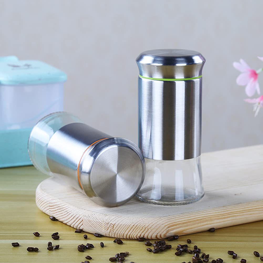2-Pack Stainless Steel Spice Jars with Lids - Airtight Condiment Containers for Salt, Pepper, Coffee & Powder Storage - Perfect for Kitchen, Baking & Cooking Accessories - Ideal for Home, Restaurant & Coffee Shop Use