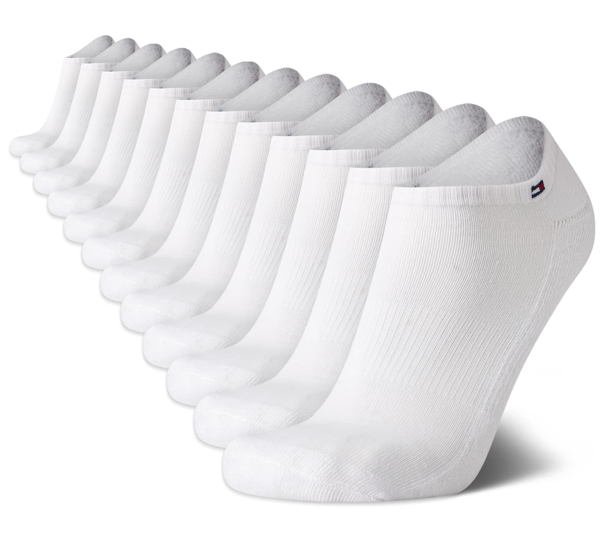 Tommy Hilfiger Men's Athletic No Show Socks 12-Pack - Breathable Cushioned Sports Socks for Running, Gym & Casual Wear - Comfortable Low Cut Socks for Sneakers & Active Lifestyle