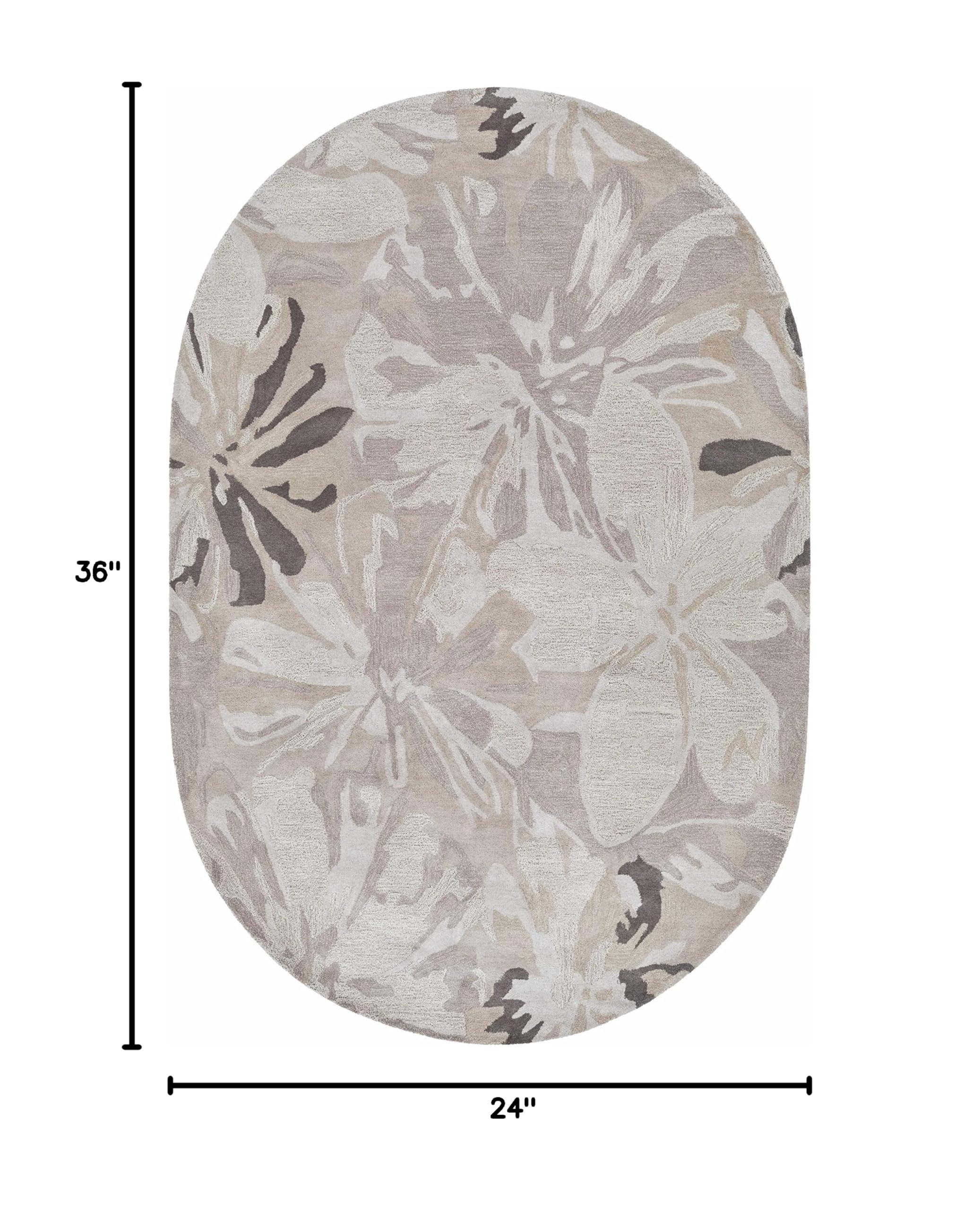Hauteloom Ilfeld Wool Area Rug for Living Room & Bedroom - Transitional Design in Gray & Brown - 2' x 3' - Soft & Durable for Home Decor, Cozy Floor Covering