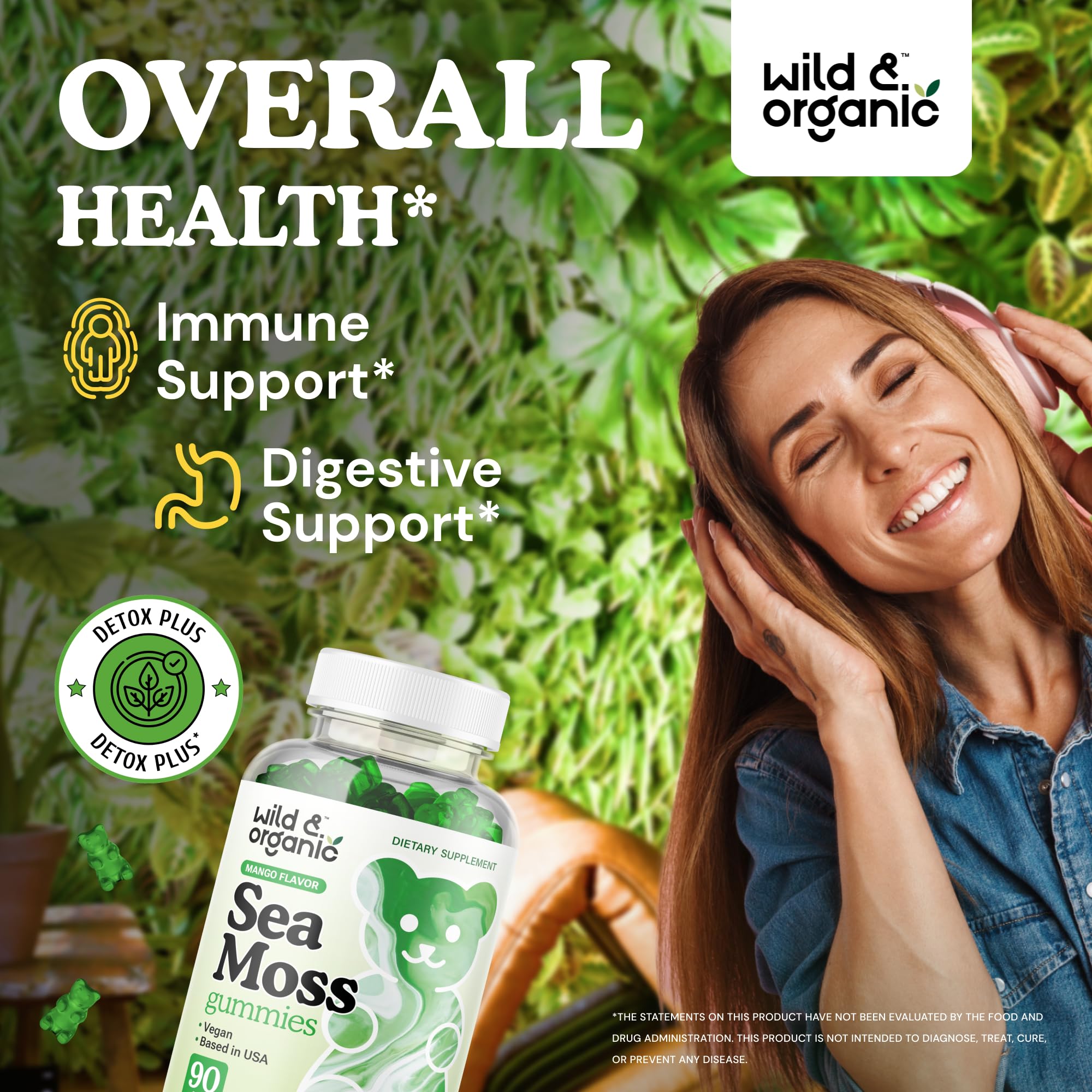 Organic Sea Moss Gummies with Beet Root & Chlorophyll - Vegan, Gluten-Free Supplement for Immune Support & Energy Boost - Perfect for Daily Wellness & Detox