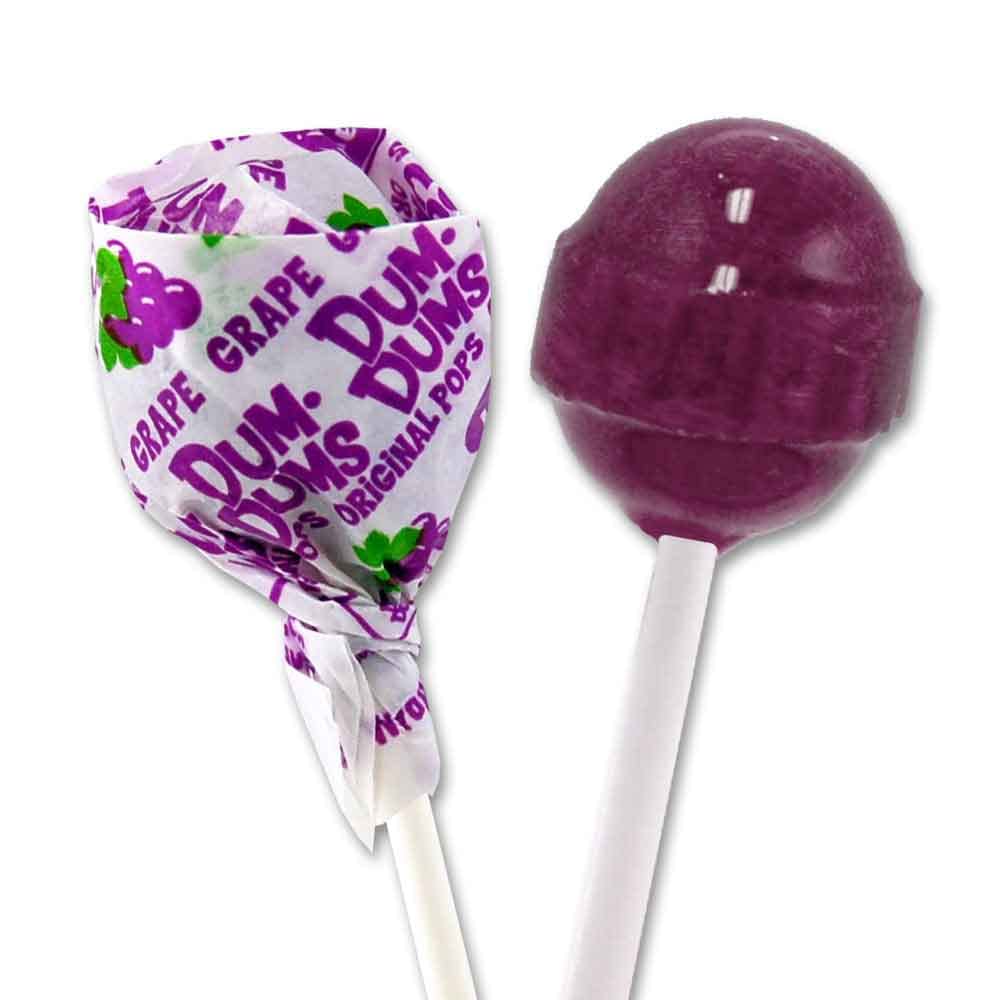 Dum Dums Grape Lollipops Bulk Bag - 50 Individually Wrapped Gourmet Suckers, Single Flavor Candy for Parties, Halloween Treats & Office Snacks