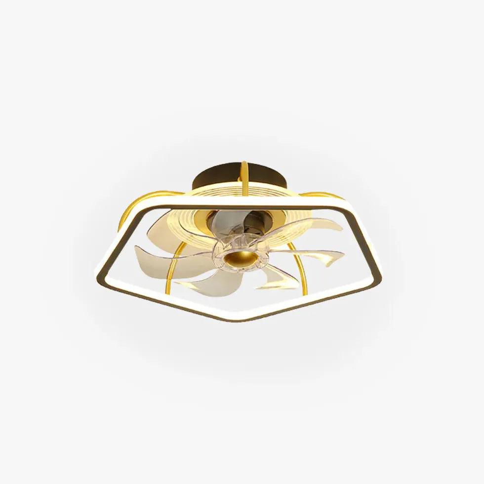 Pentagon Gold LED Ceiling Fan with Light Kit - Perfect for Bedroom, Living Room & Nursery - Energy Efficient & Quiet Operation