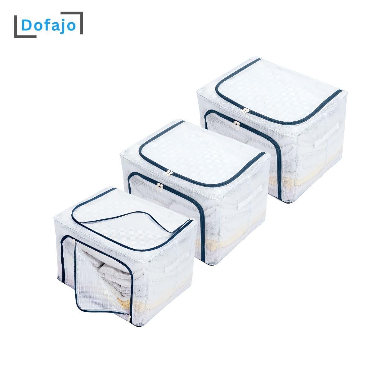 3Pcs Foldable Transparent Storage Bags for Wardrobe, Blankets, Quilts & Bedding - Multi-Access Closet Organizer for Diapers, Clothes, Toys & Blocks | Portable Space-Saving Solution for Home, Travel & Nursery Organization