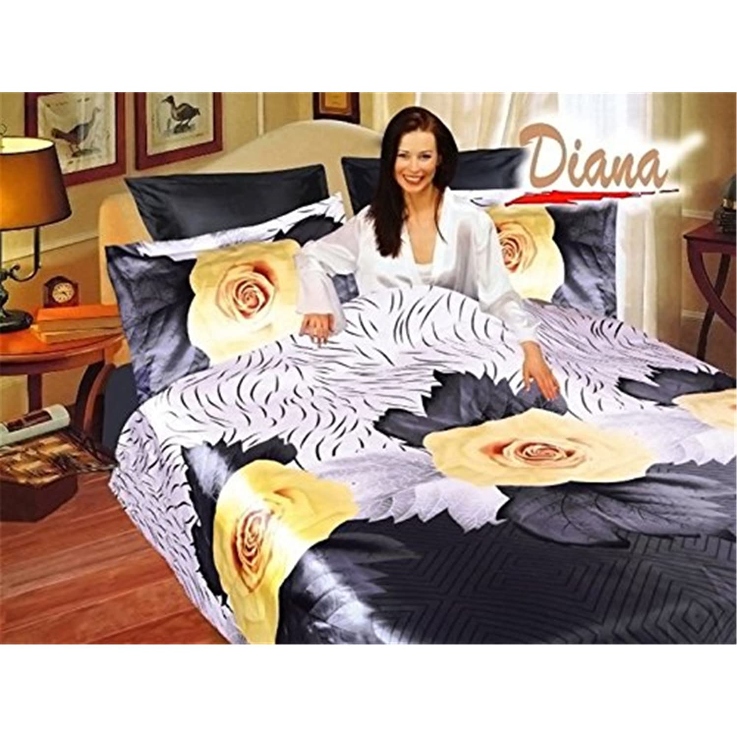 Queen Size Duvet Cover Set - Soft Floral Yellow Rose Design Bedding with Pillowcases | Perfect for Master Bedroom, Guest Room & Cozy Home Decor