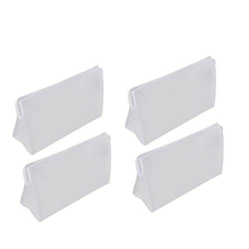 Lurrose Clear Waterproof Makeup Bag for Women - Travel Toiletry Pouch with Zipper, Portable Cosmetic Organizer Set of 4 (White) - Perfect for Travel, Gym, and Daily Essentials Storage