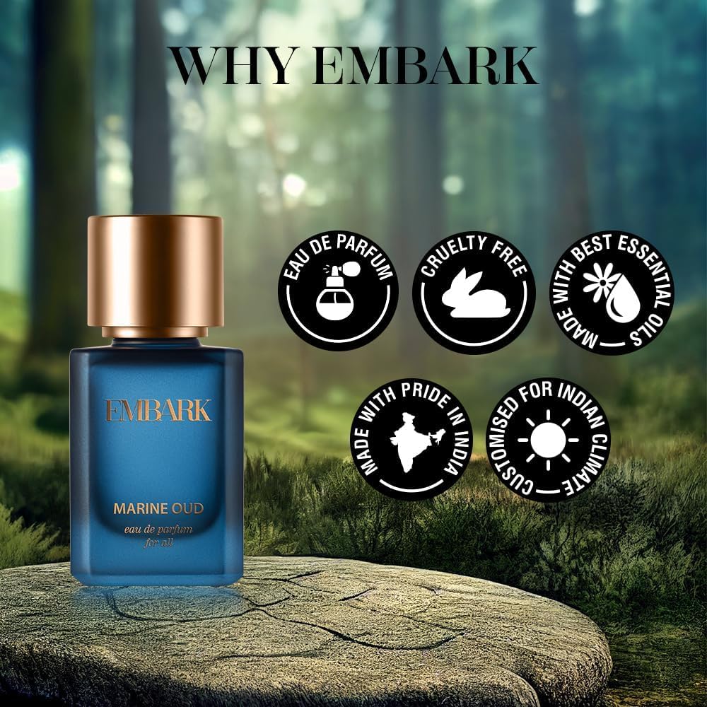 Premium EMBARK OUD Marine Perfume for Men & Women - 50ml Long Lasting Unisex Fragrance with Luxurious Oud Scent | Perfect for Date Nights, Special Occasions & Daily Wear