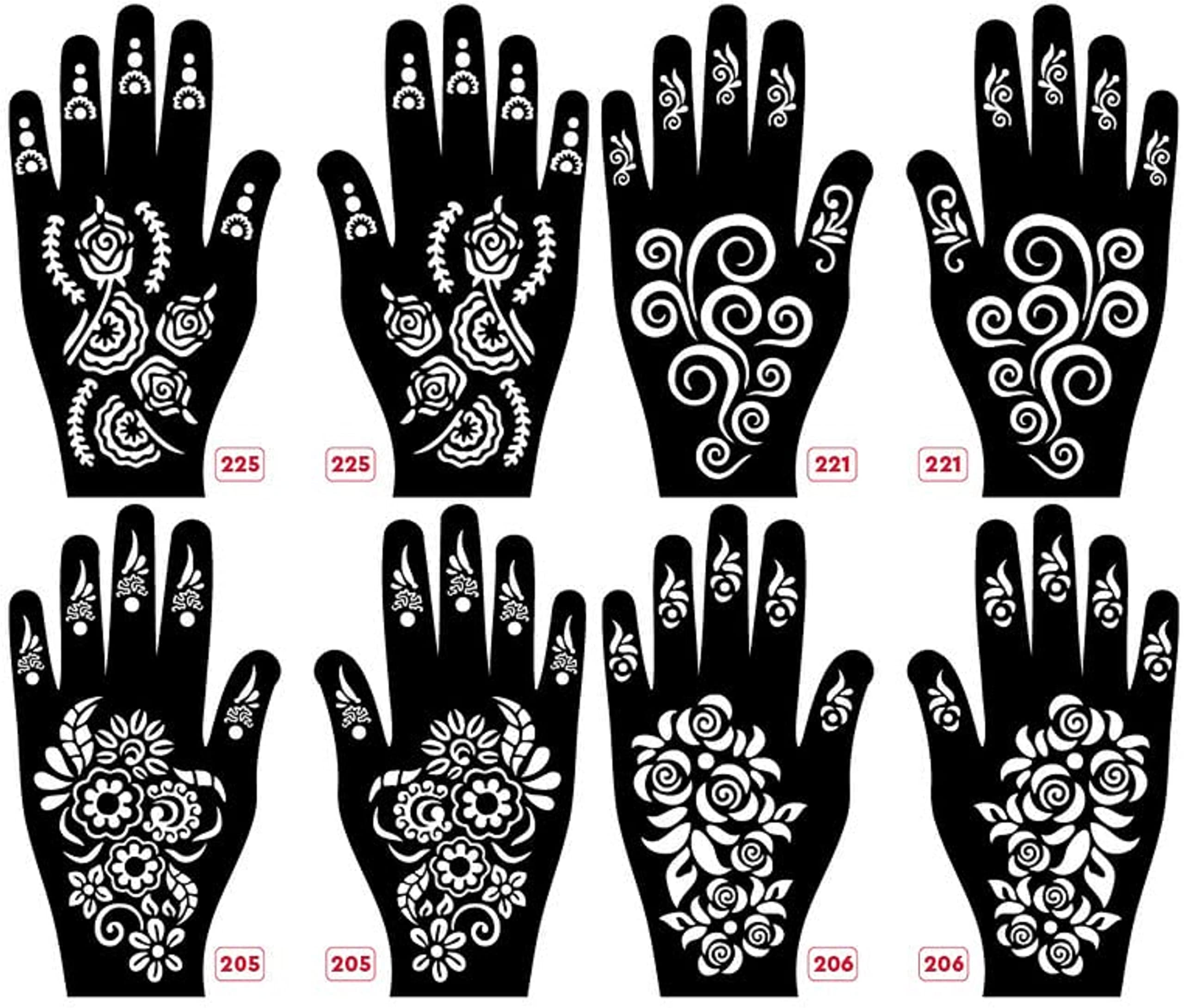 KICKWIX Temporary Tattoo Stickers for Women - 8 Pack Henna Inspired Mehandi Designs for Bridal, Wedding, Festival & Party Body Art | Waterproof Fake Tattoos for Arms, Hands, Legs & Back