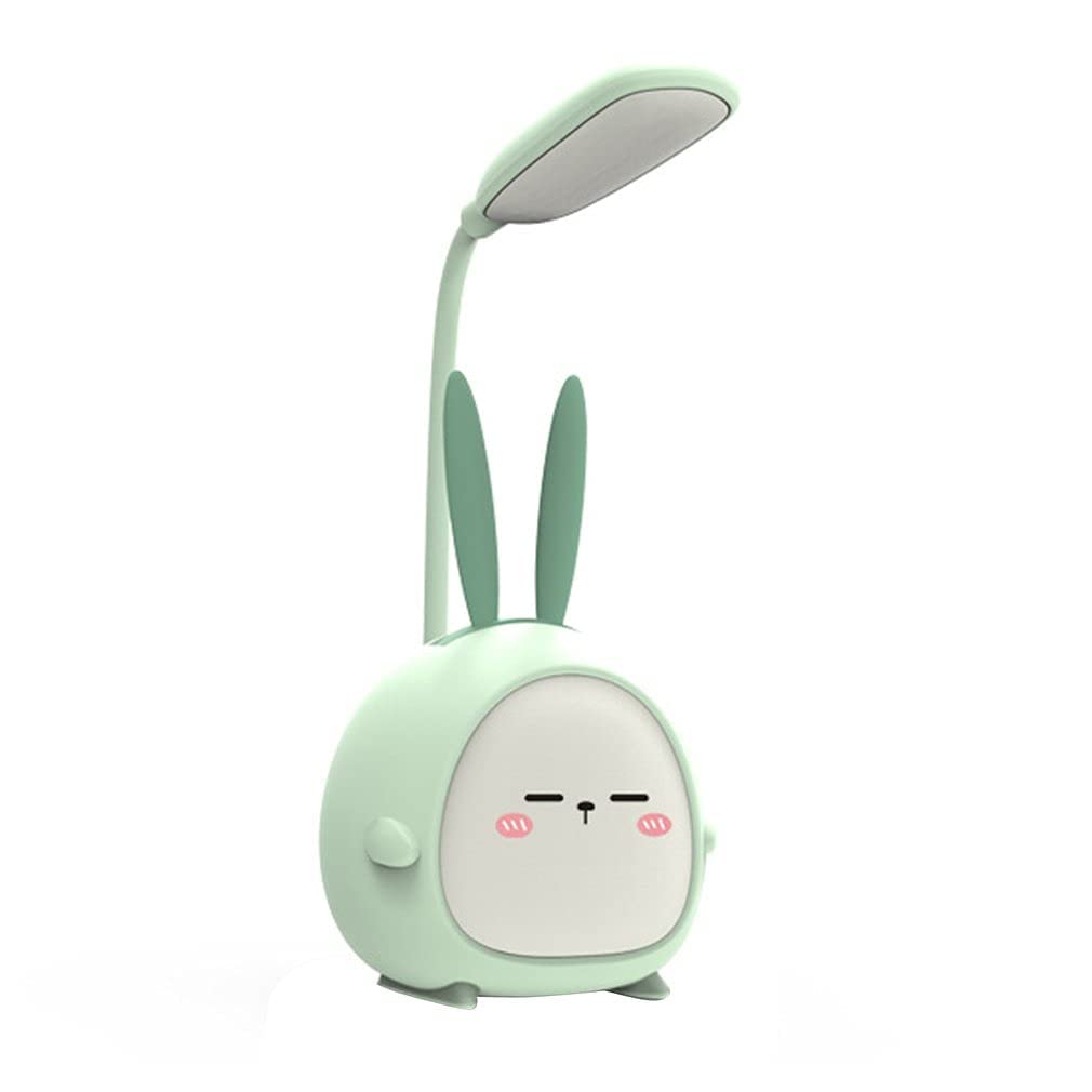 Rechargeable LED Desk Lamp with RGB Color Changing - USB Powered Foldable Adjustable Study Lamp for Kids, Girls, Students - Cute Cartoon Shape Night Light for Bedroom, Dorm, Office (Green) - Perfect for Reading, Studying, and Relaxing