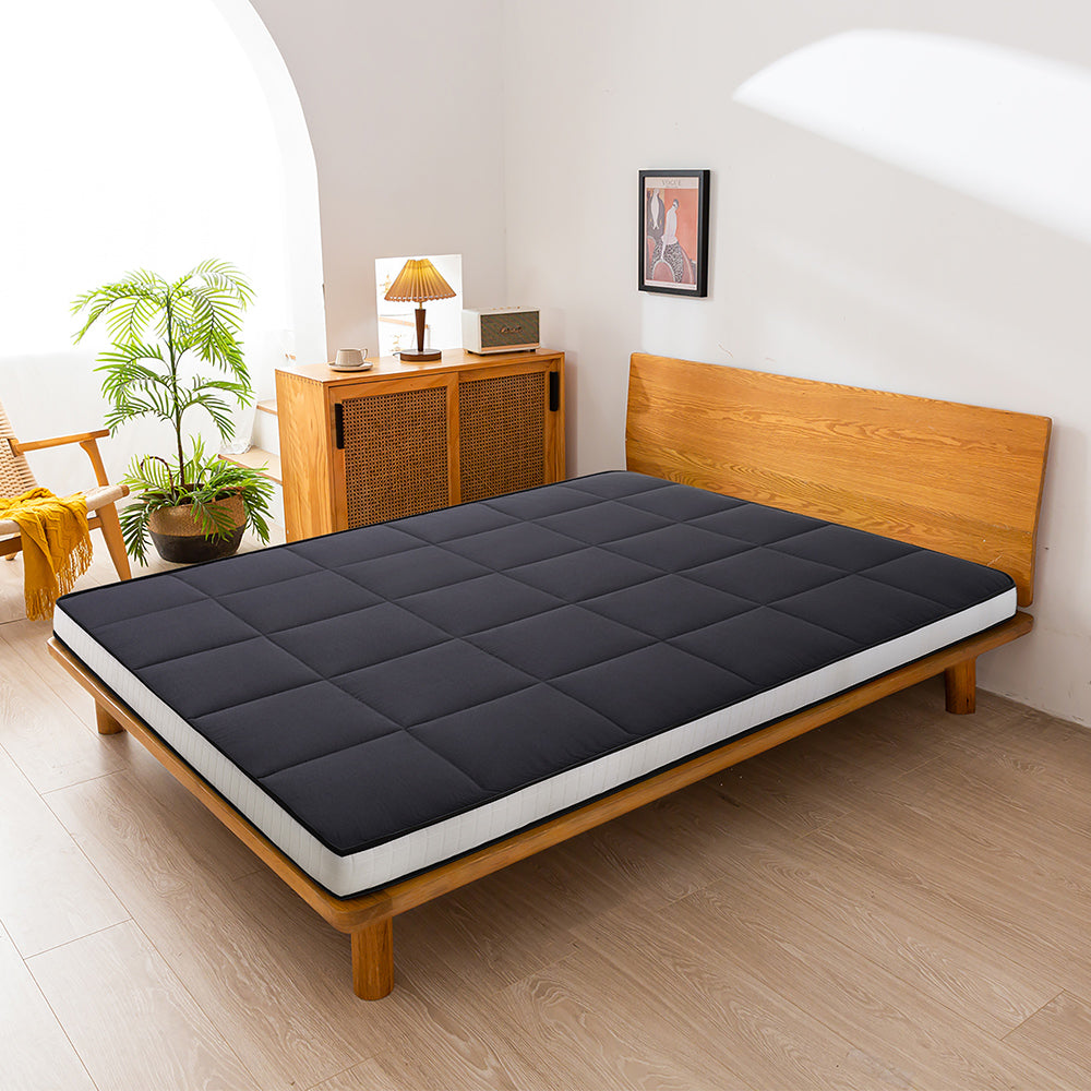 MAXYOYO 6-Inch Extra Thick Square Floor Futon Mattress - Foldable Memory Foam Topper Mattress Pad for Guest Bed, Dorm Room & Small Spaces - Black