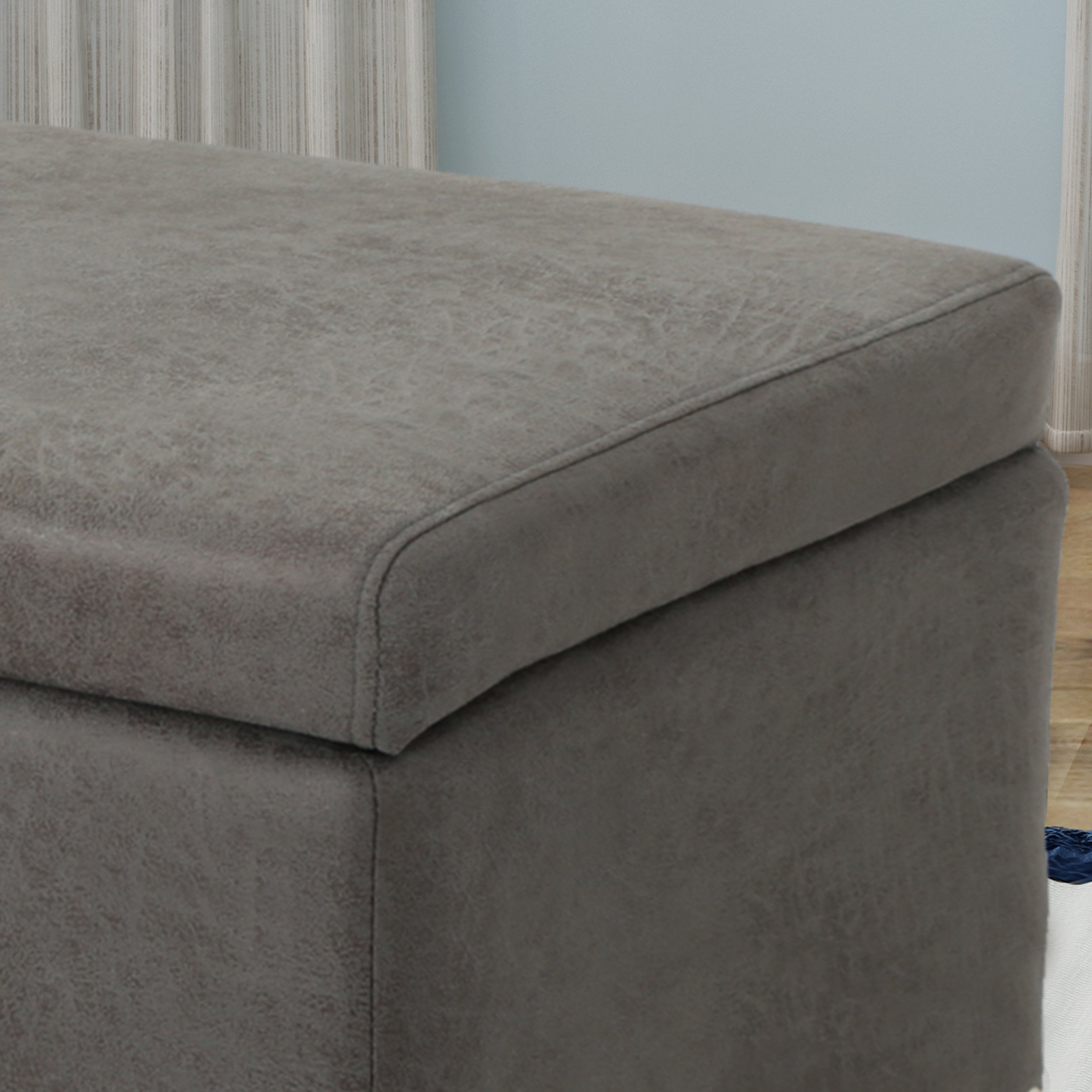 Christopher Knight Home Carl Traditional Microfiber Storage Ottoman Bench with Lift Top - Slate Gray, Multi-Functional Footrest & Hidden Storage for Living Room, Bedroom, or Office