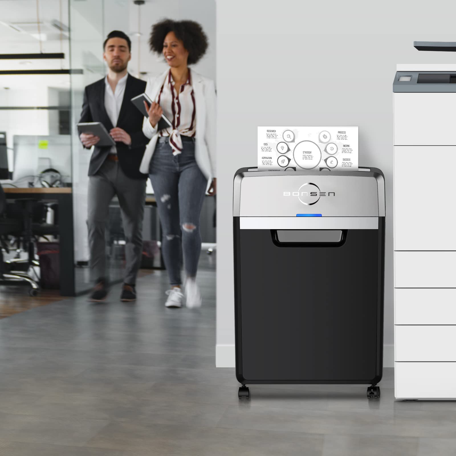 BONSEN Heavy Duty 24-Sheet Cross-Cut Paper Shredder - 40-Min Continuous Run Time, 9-Gallon Basket, 55dB Ultra Quiet - Commercial Grade Office Shredder with P-4 High Security (S3105) - Perfect for Confidential Document Destruction in Home Offices, Businesses & Financial Institutions