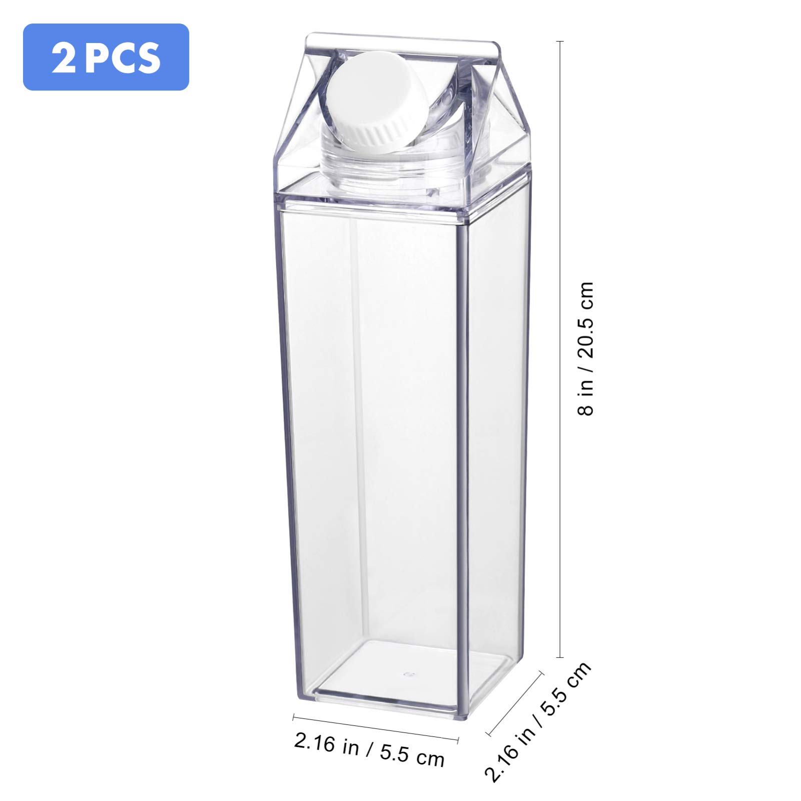 **Cabilock 2-Pack Aesthetic Clear Juice & Milk Containers with Lids - Leakproof Fridge Storage, Pitcher & Drinking Cup for Home, Office & Travel**