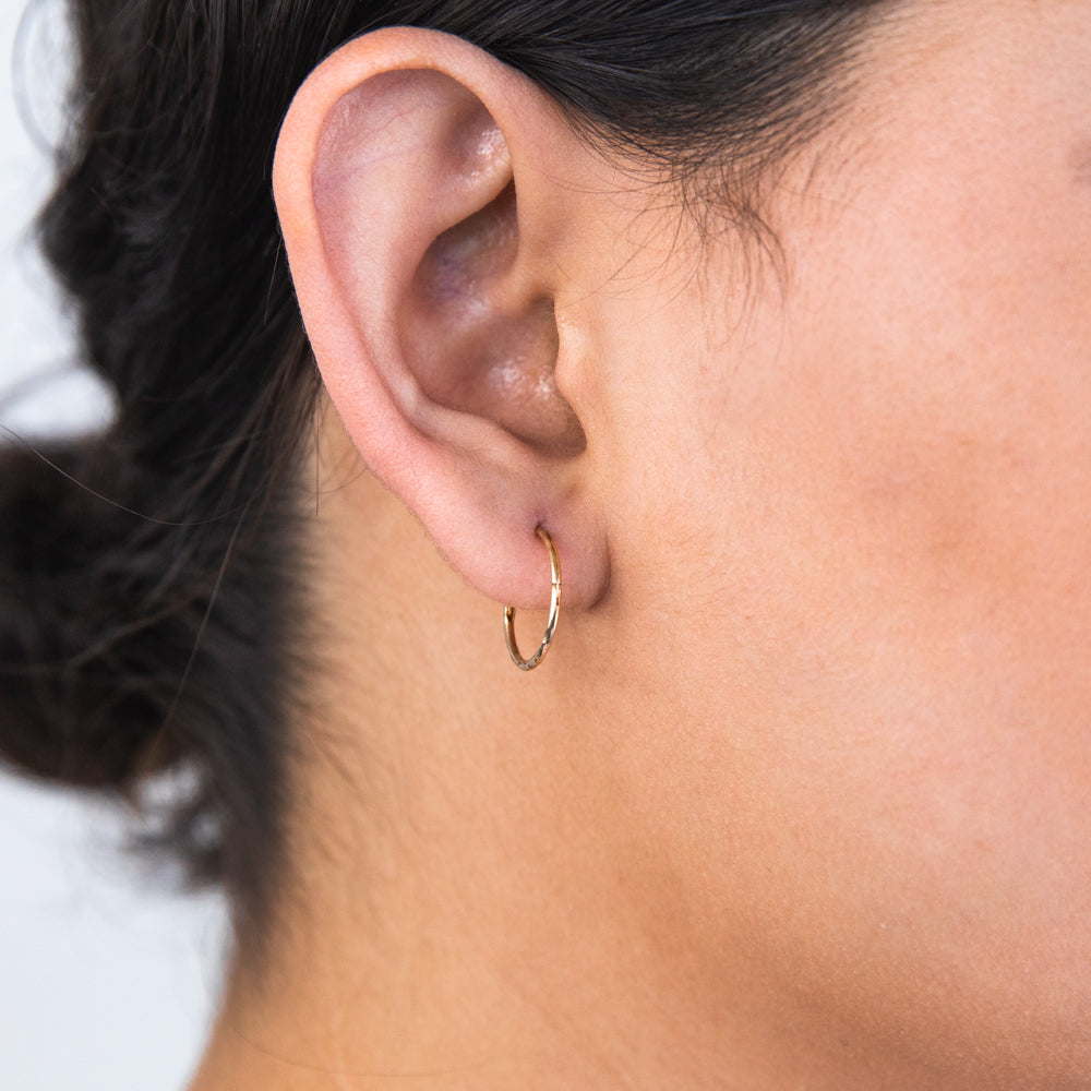 9ct Yellow Gold 13mm Faceted Sleeper Earrings - Hypoallergenic Stud Earrings for Women - Perfect for Everyday Wear, Gifts & Special Occasions