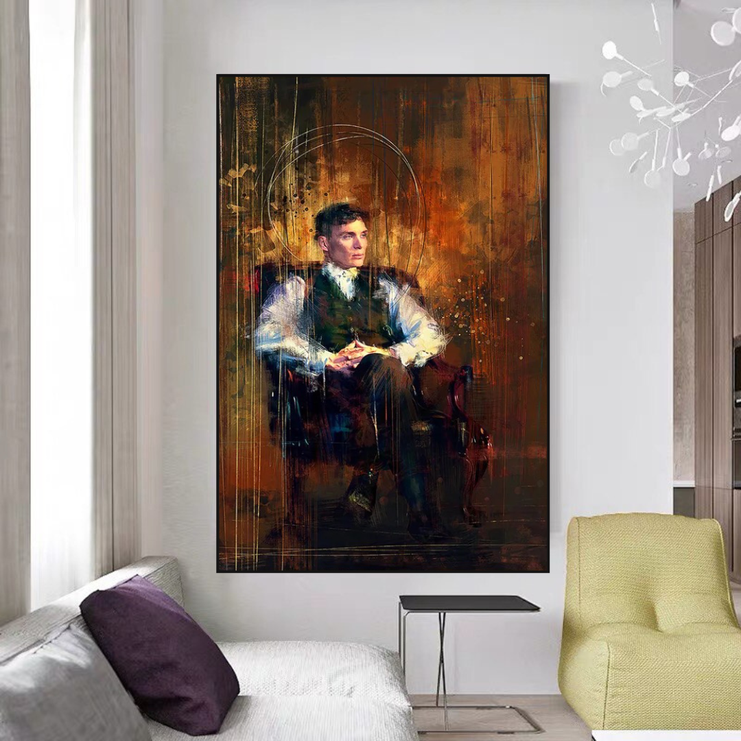 Tommy Shelby Peaky Blinders Wall Art Canvas Print - Vintage TV Show Poster for Home Decor, Office, Living Room & Man Cave