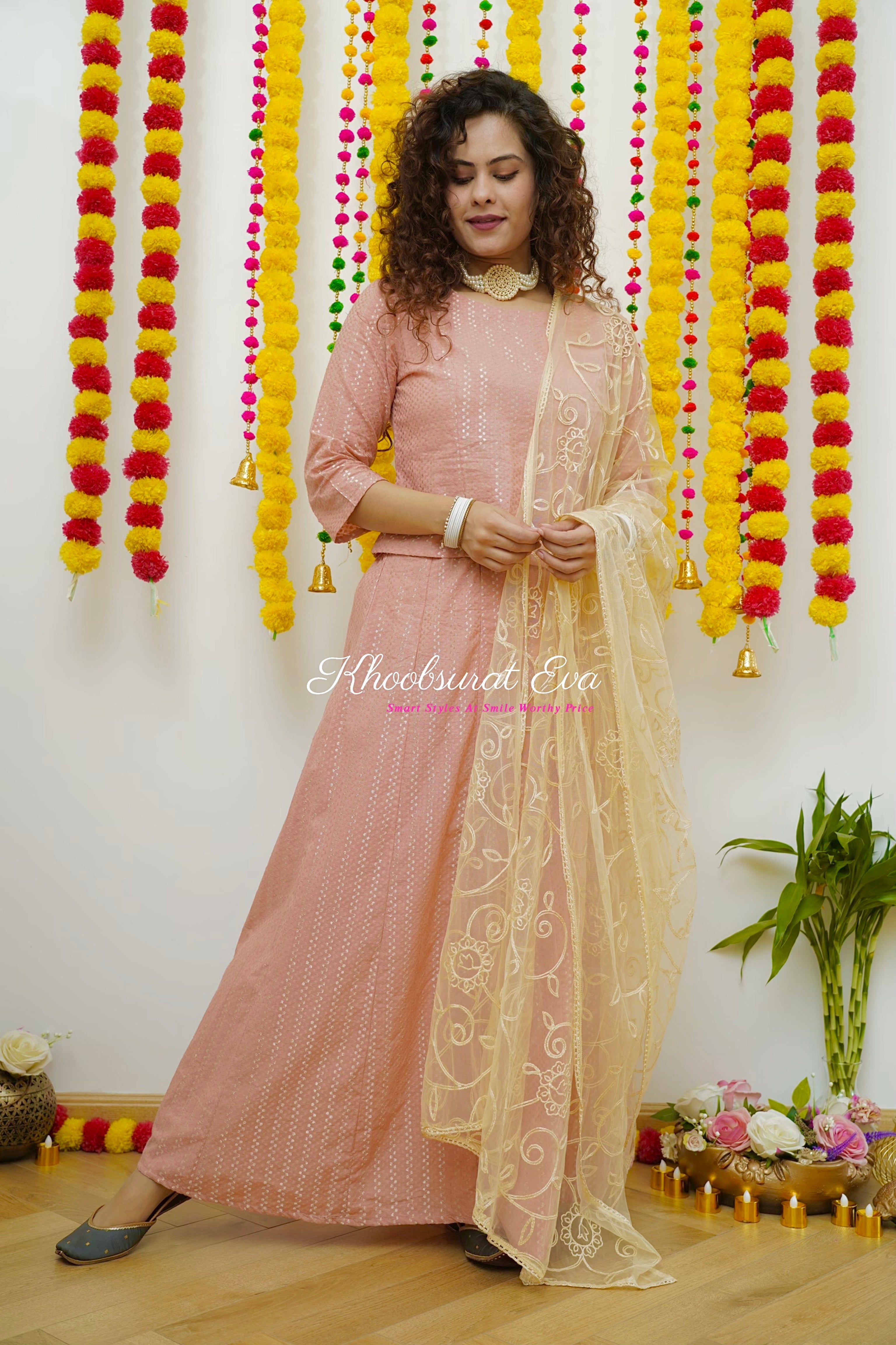 Elegant Pink Top and Skirt Set with Embroidered Dupatta - Traditional Indian Outfit for Women | Perfect for Weddings, Festivals & Special Occasions