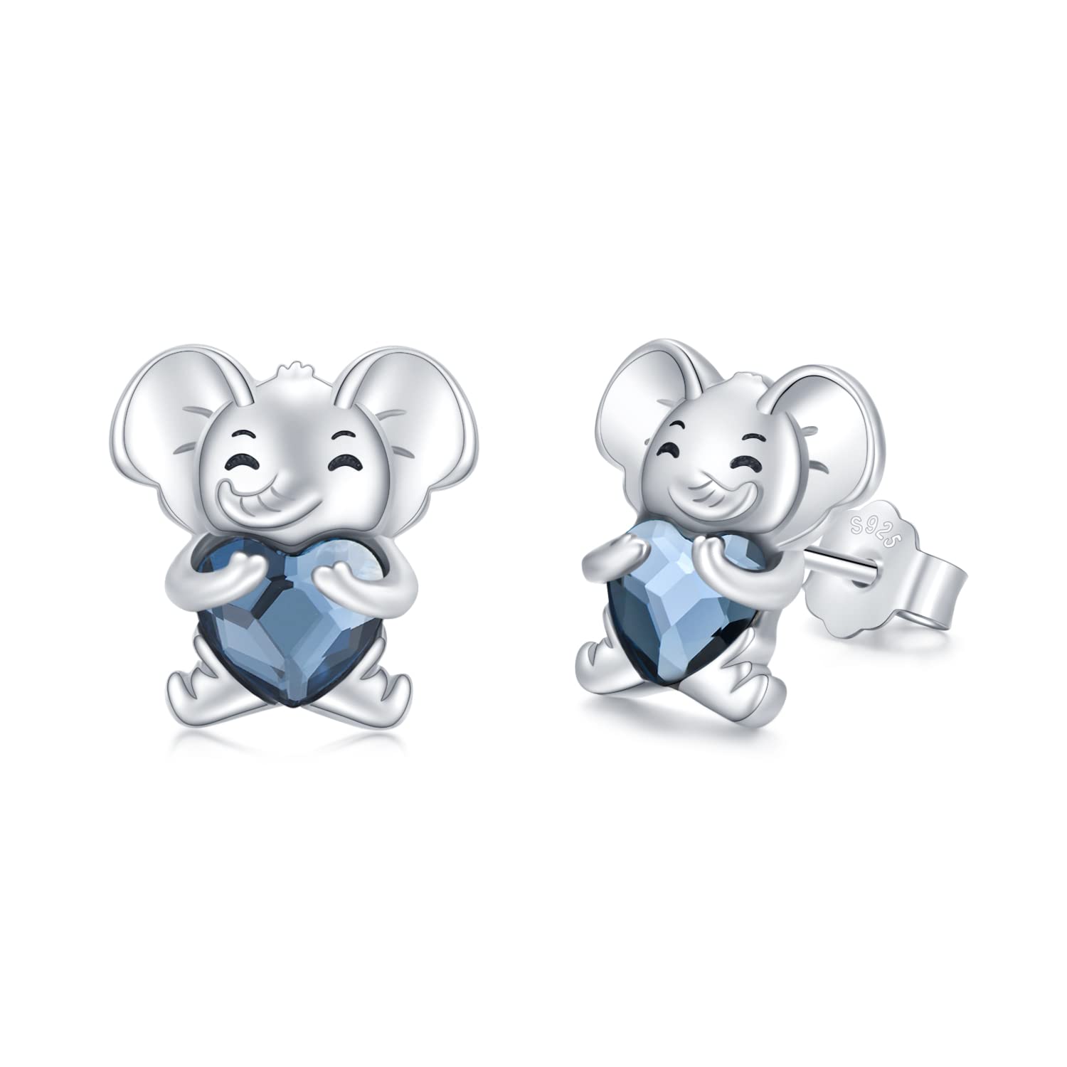 Hypoallergenic Sterling Silver Cute Animal Stud Earrings with Crystals for Sensitive Ears - Perfect Birthday Gifts for Women & Girls | Everyday Wear, Party Accessories, Fashion Jewelry