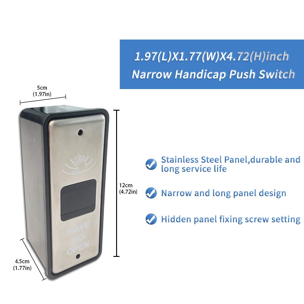Olideauto 2PCS Contactless Door Opener Sensor Switch - Stainless Steel Touchless Wave Sensor for Automatic Doors | Ideal for Restaurants, Hospitals & Smart Homes