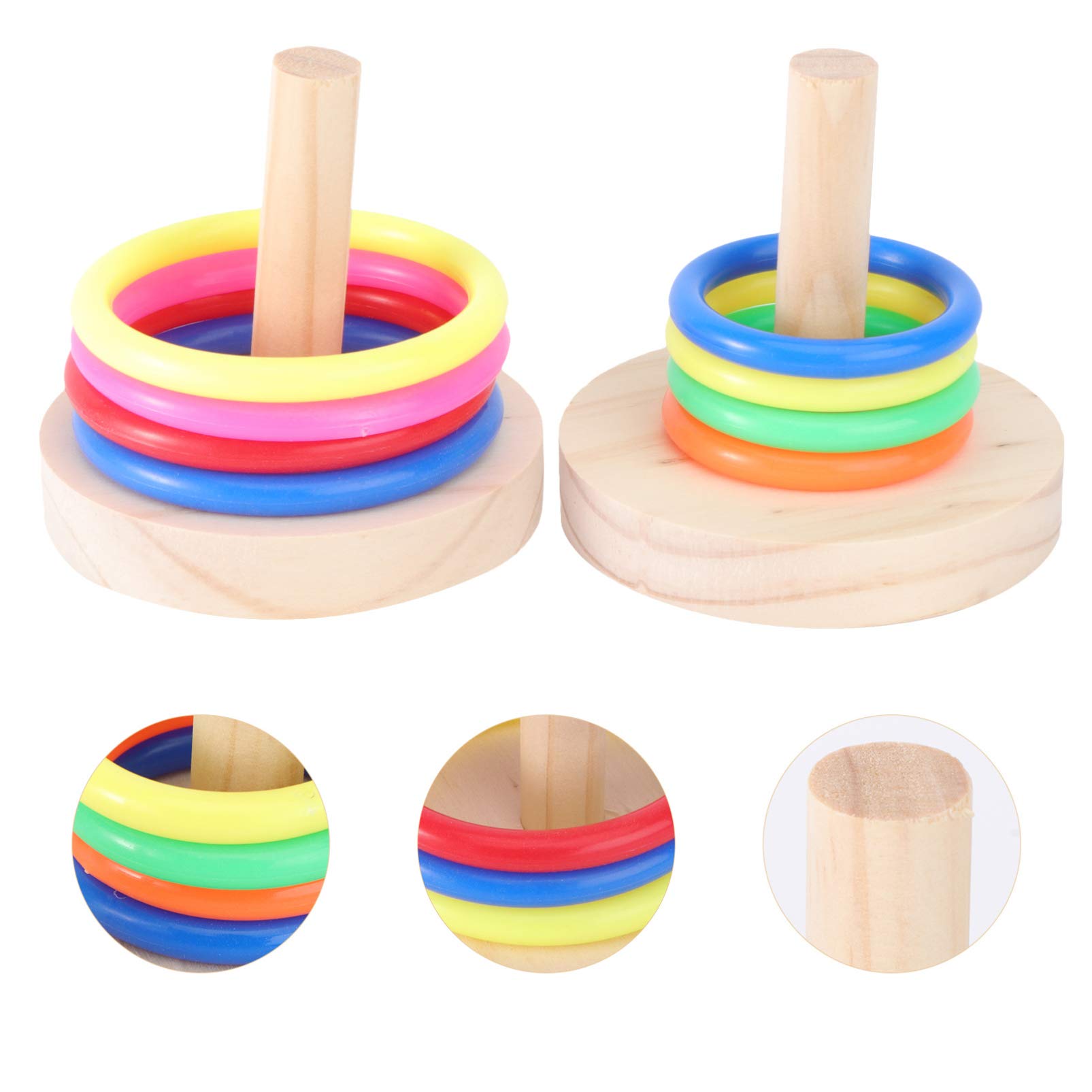 Balacoo 2-Pack Parrot Ring Toss Toys - Wooden & Plastic Bird Training Chew Toys for Intelligence Development | Interactive Pet Bird Supplies for Playtime & Mental Stimulation