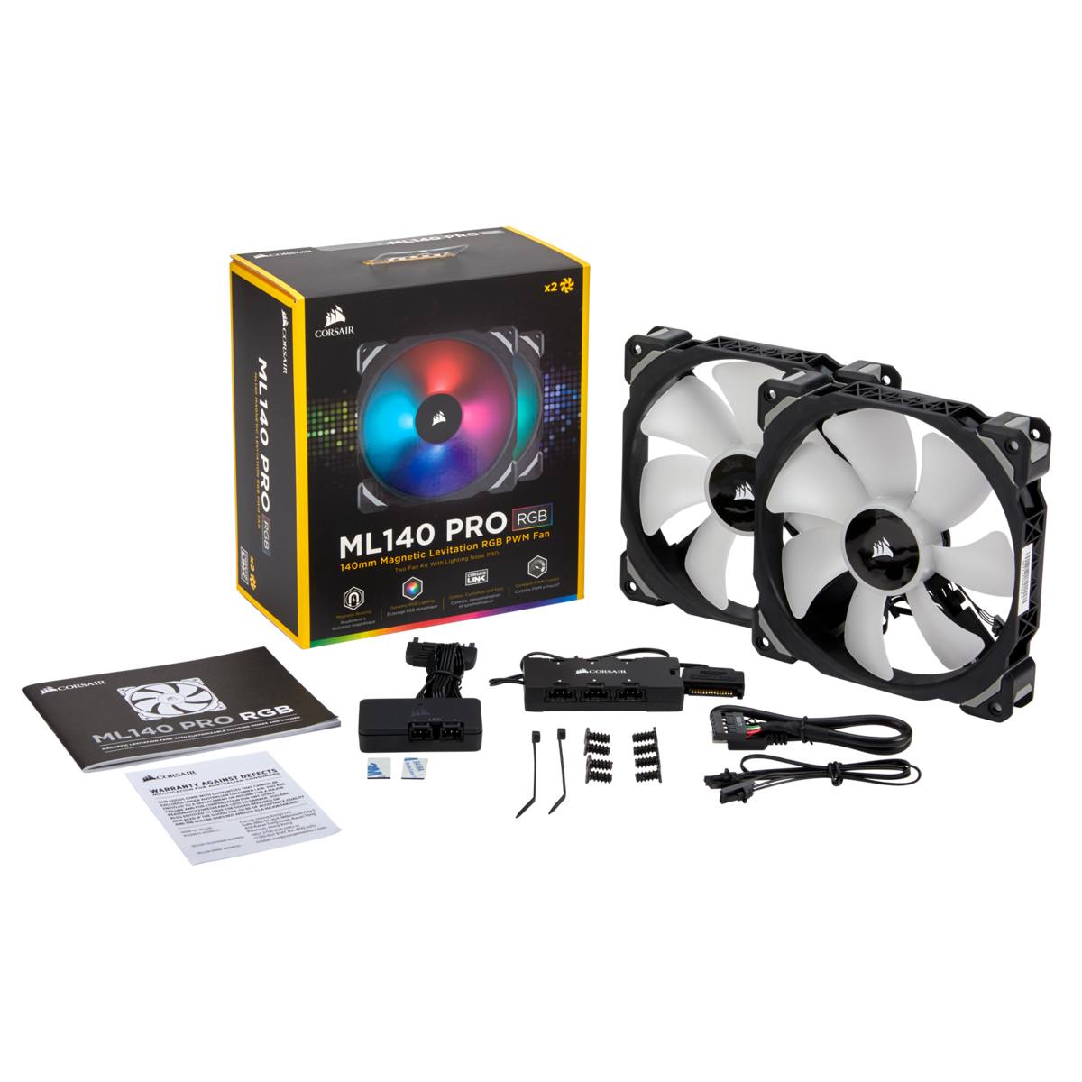 Corsair ML140 PRO RGB 140mm PWM Magnetic Levitation Cooling Fan Twin Pack - High Performance PC Case & CPU Cooler for Gaming Rigs & Workstations