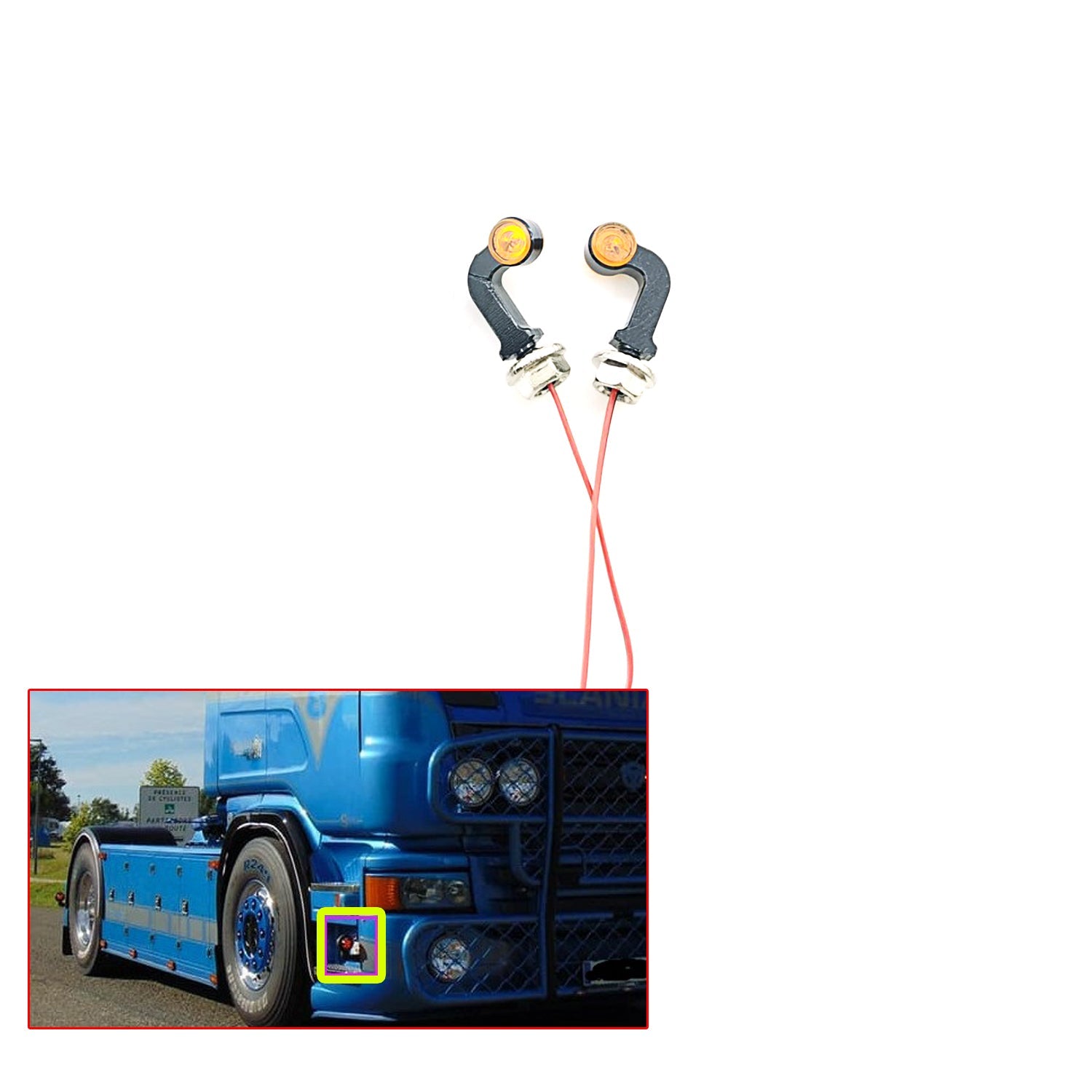 LESU 1/14 RC Tractor Truck LED Light Kit - Left & Right Position Lights for DIY Upgrade - Perfect for Tamiya 56360 Model & RC Car Night Driving Scenes
