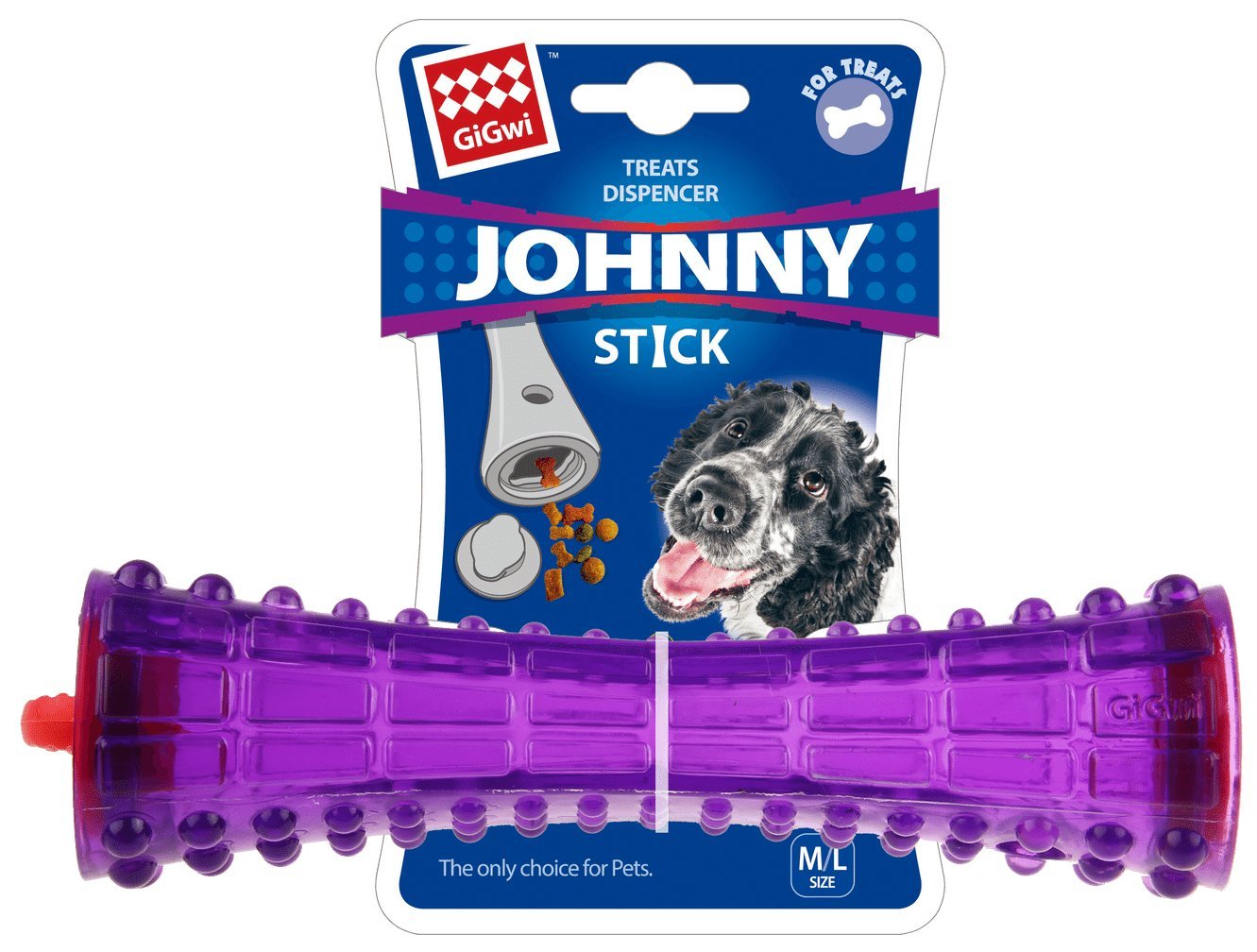 Gigwi Dog Treat Dispenser Toy - Durable TPR Chew Stick for Mental Stimulation & Interactive Play - Perfect for Training, Boredom Relief & Bonding with Your Pet