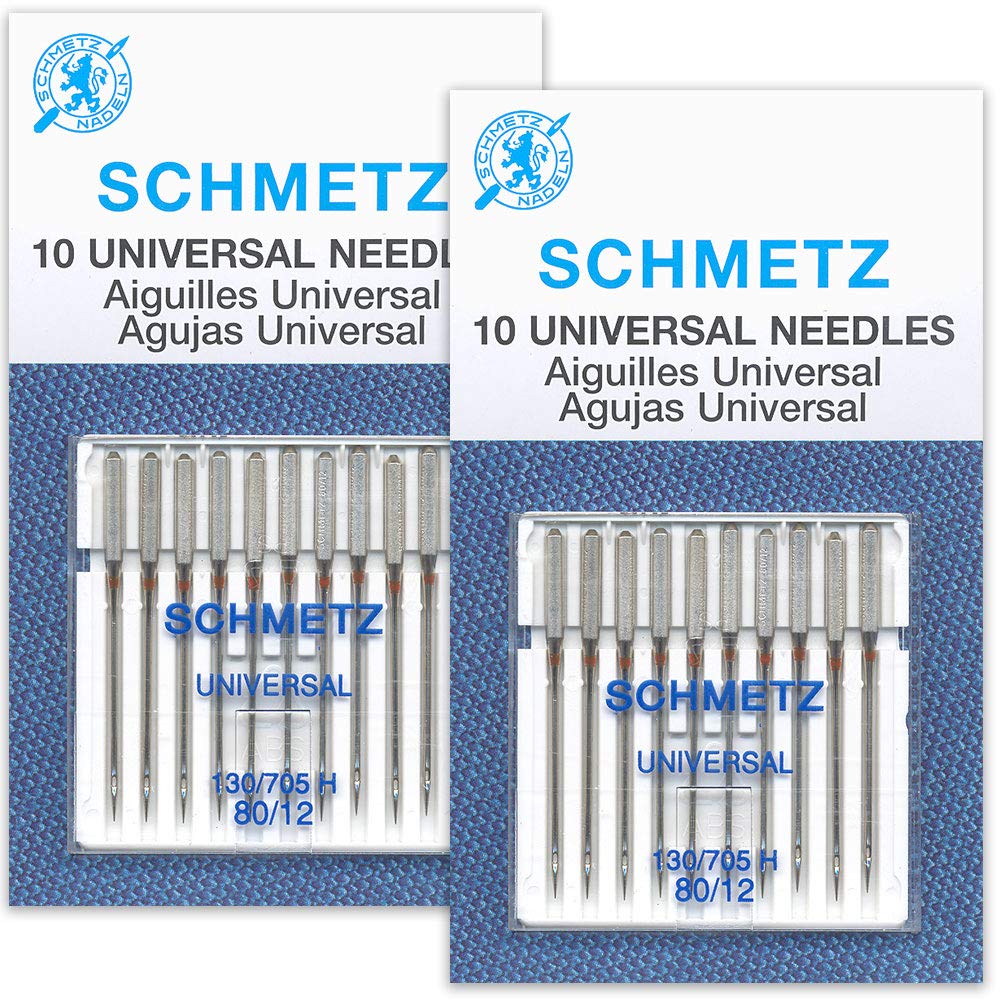 Schmetz Universal Sewing Machine Needles Size 80/12 - 20 Pack (2 Cards) - Perfect for Quilting, Dressmaking & Home Sewing Projects