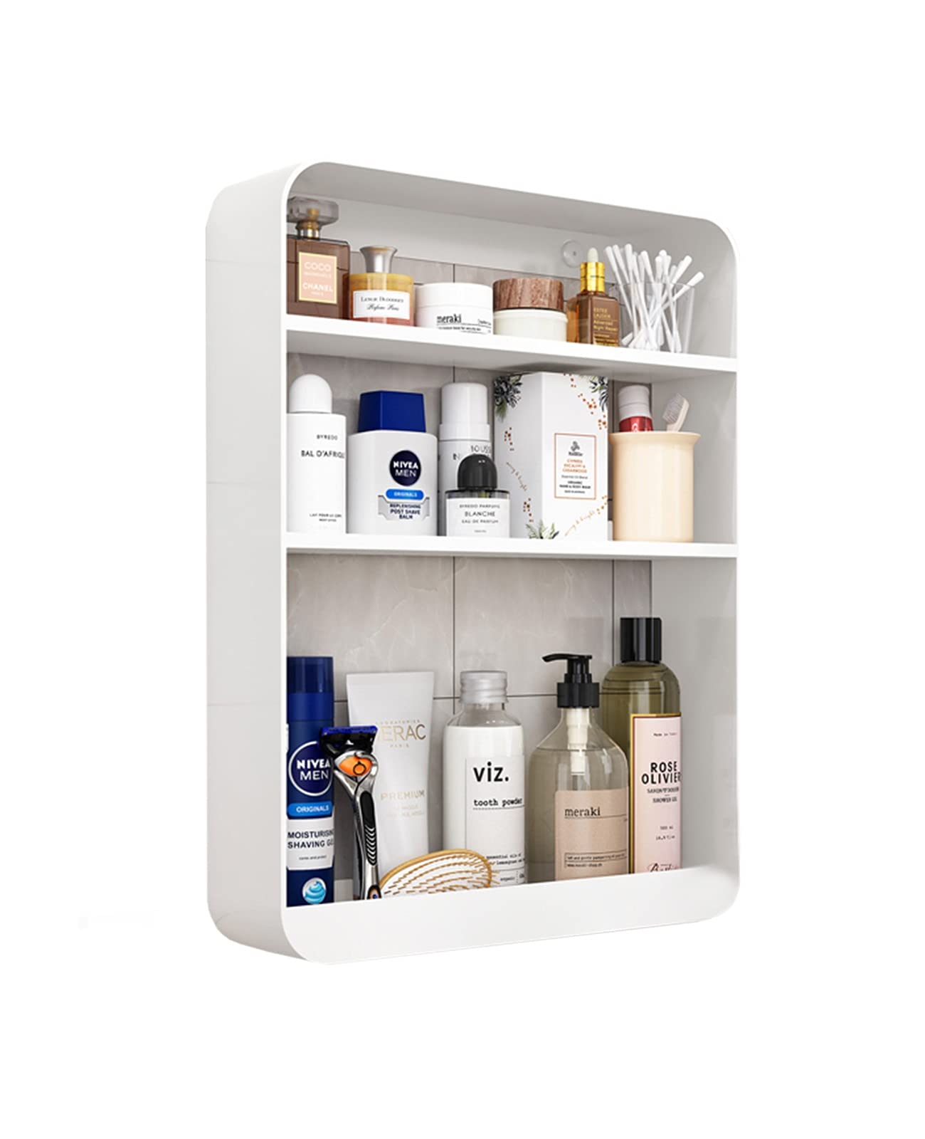 White Metal Floating Shelves - 40x8x50cm Rectangle Wall Shelf Unit for Kitchen Spice Storage, Bathroom Organization & Home Decor - Durable Decorative Hanging Shelves for Living Room, Bedroom or Office
