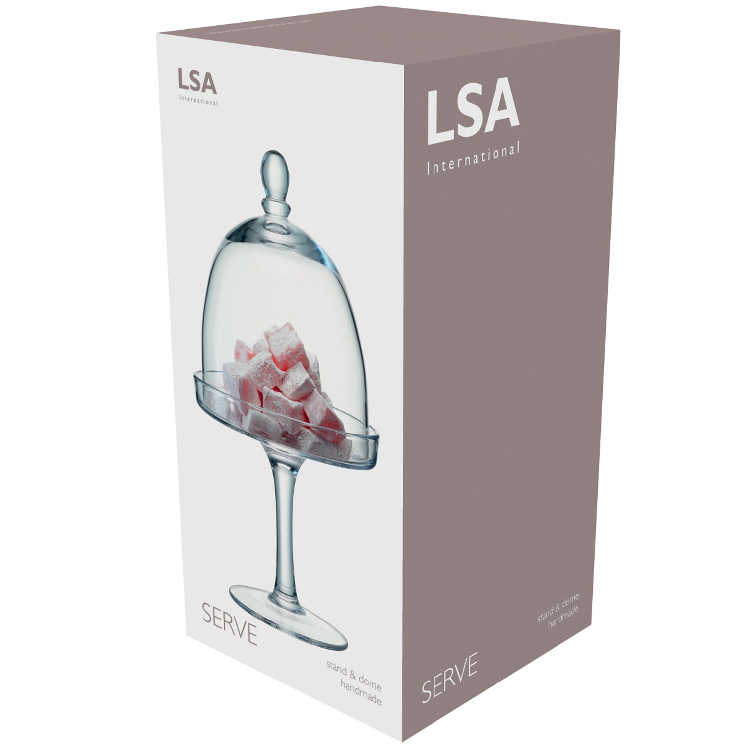 LSA International Clear Glass Serving Stand with Dome - 15 cm (6 inch) for Cakes, Desserts, and Food Display - Perfect for Parties, Weddings, and Buffets