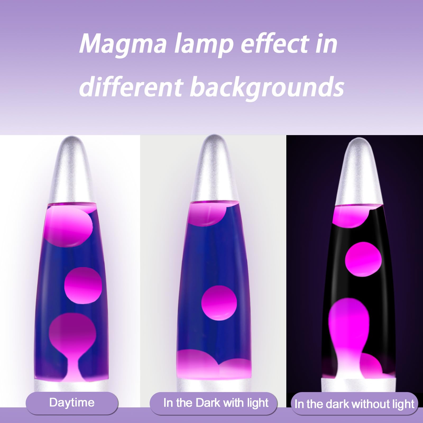 Purple Lava Lamp with White Wax & Silver Base - Soothing Liquid Motion Mood Light for Relaxation - Home, Office, Bedroom Decor - Glitter Night Light for Adults & Kids - Perfect for Stress Relief, Meditation & Cozy Ambiance
