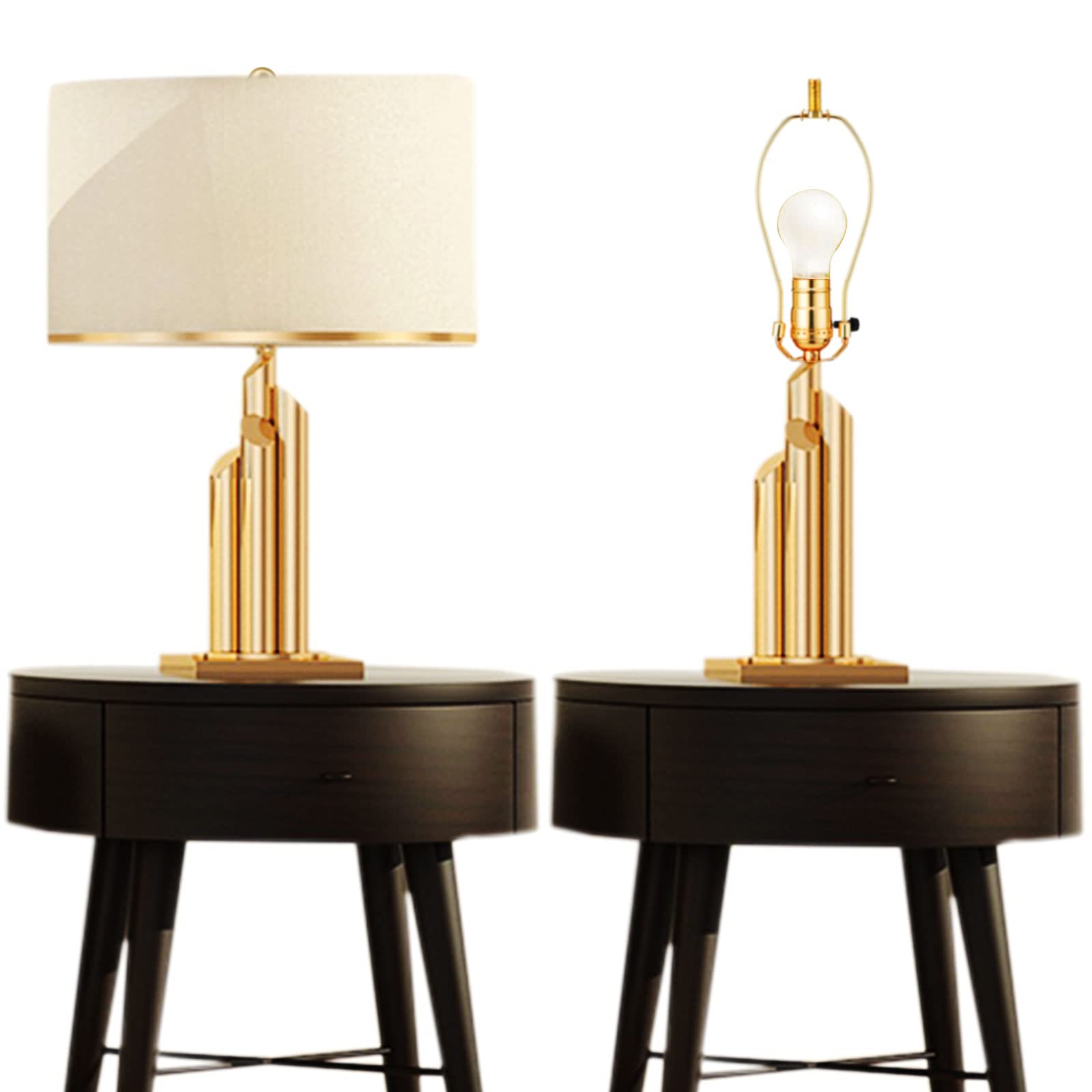 Heavy Duty Detachable Lamp Shade Harp Holders - Set of 2 Gold 6 Inch Brackets for DIY Floor, Table, Wall Lamps & Chandeliers - Perfect for Living Room, Bedroom & Home Decor Lighting Projects