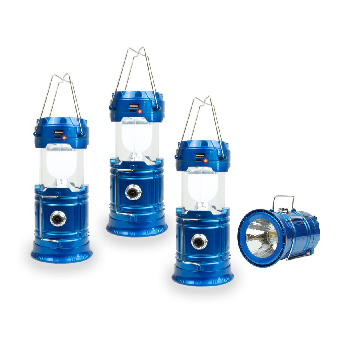 Solar Powered Camping Lantern with USB Phone Charger - 2-in-1 LED Flashlight & Emergency Light - 4 Pack Survival Kit for Outdoor Adventures, Power Outages & Hurricane Preparedness - Perfect for Camping, Hiking, Backpacking & Emergency Situations