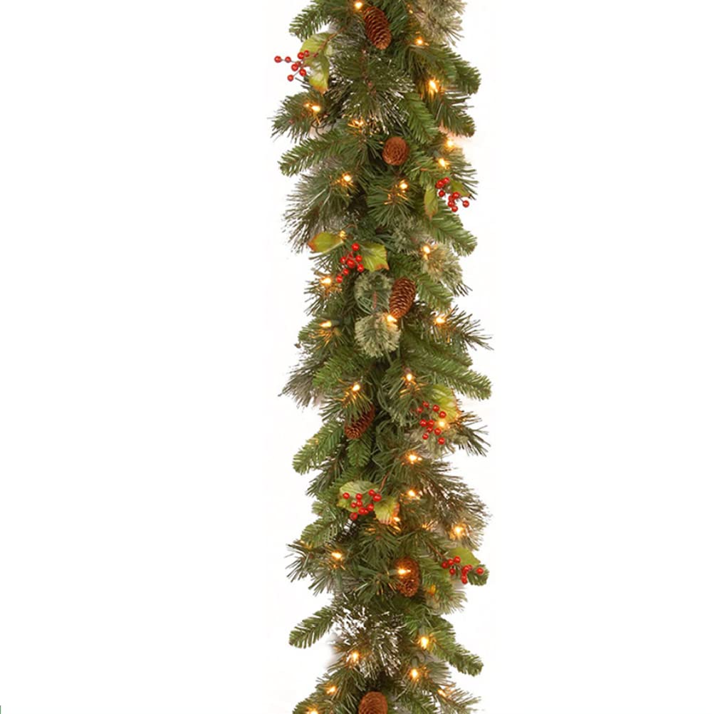 9ft Pre-Lit Christmas Garland with Pine Cones & LED Lights - Indoor/Outdoor Holiday Decor for Front Door, Mantel, Staircase & Party Decorations