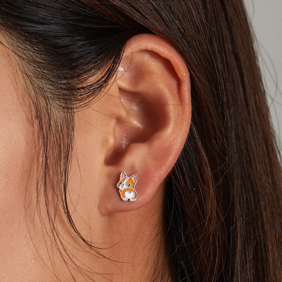 925 Sterling Silver Cute Animal Stud Earrings - Cartoon Frog Prince, Big Eyed Bird, Giraffe, Corgi Dog & Raccoon Designs | Hypoallergenic Enamel Jewelry for Women | Perfect for Casual Wear, Gifts & Everyday Fashion Accessories