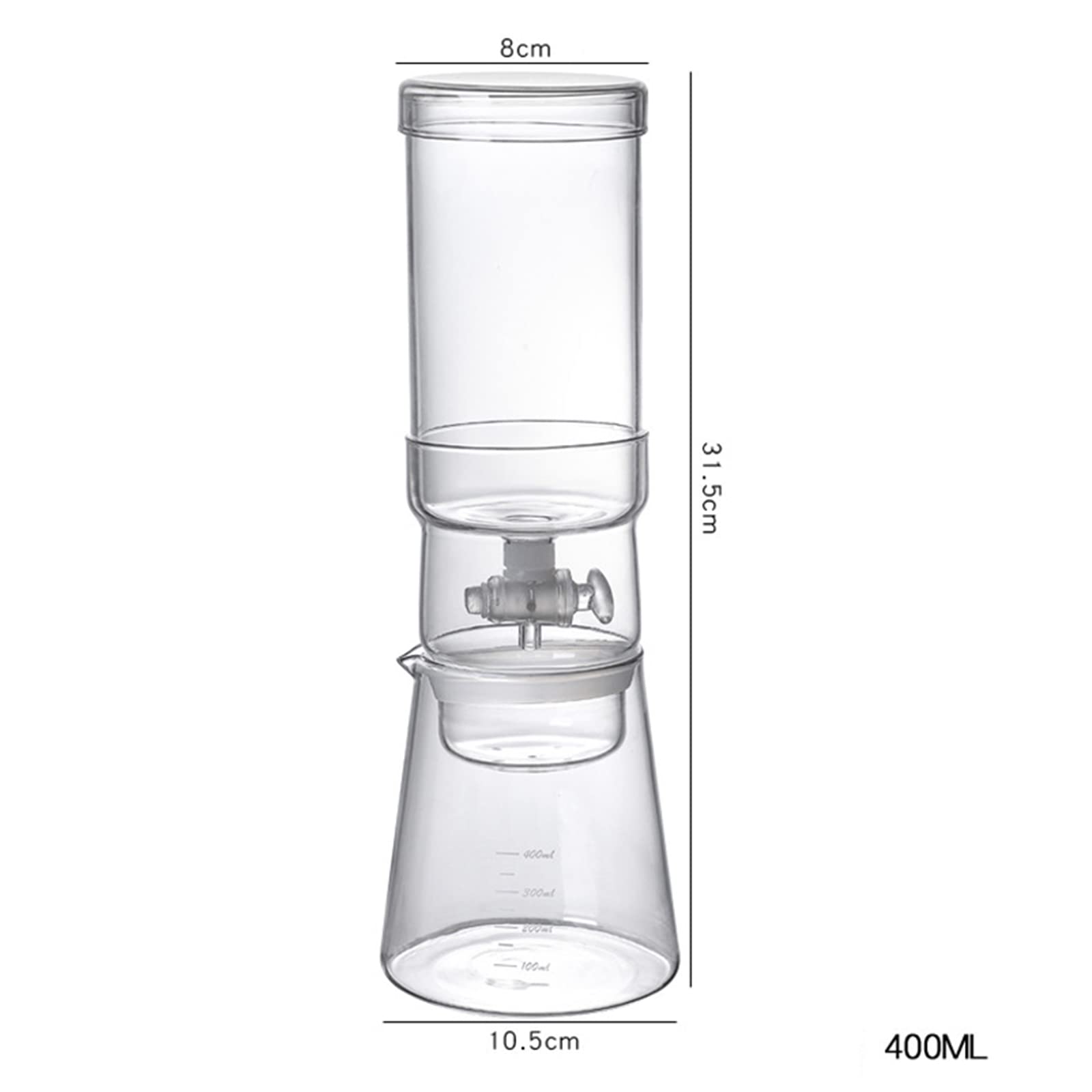 Portable Cold Brew Coffee Maker - 400ml Reusable Glass Filter for Home & Office